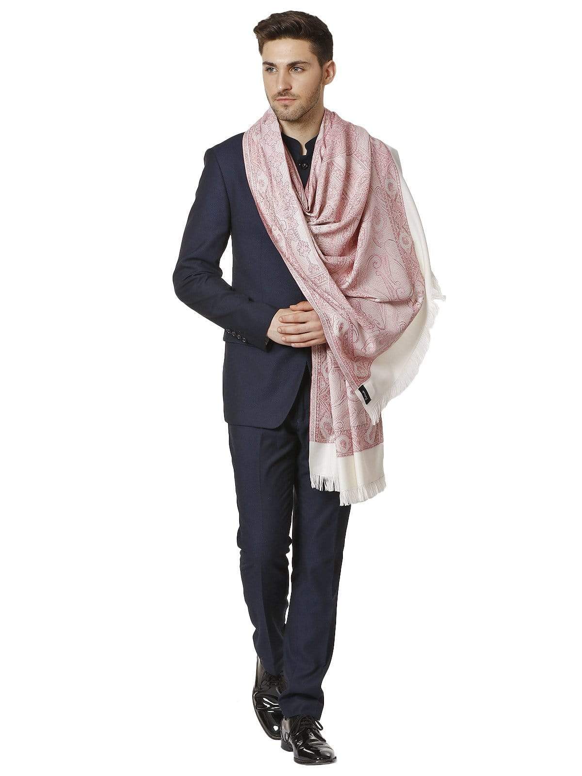 Pashtush India 100x200 PASHTUSH MENS FINE SOFT ETHNIC STOLE, REVERSIBLE