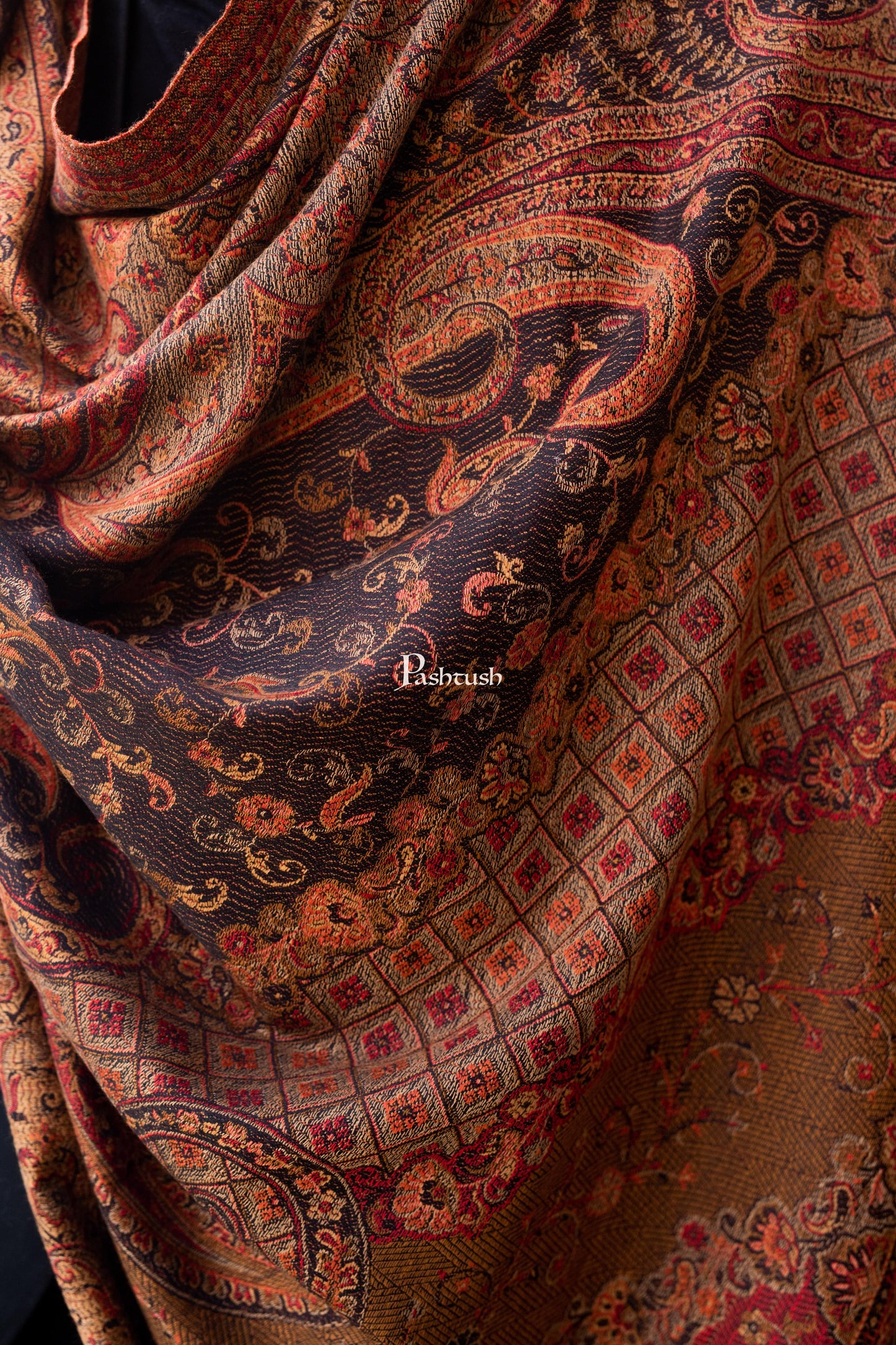 Pashtush India Mens Scarves Stoles and Mufflers Pashtush Mens Fine Soft Ethnic Stole, Reversible