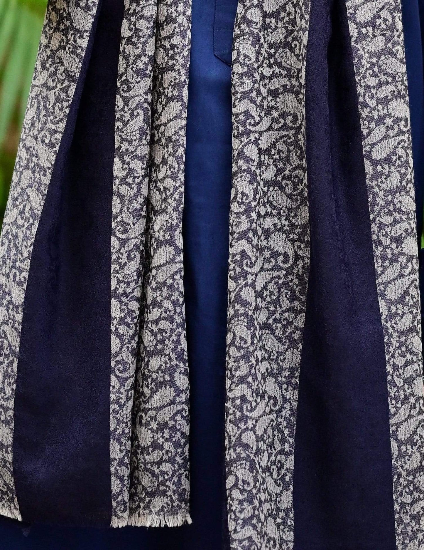 Pashtush India 70x200 Pashtush Mens Fine Wool Reversible Muffler - Navy Blue