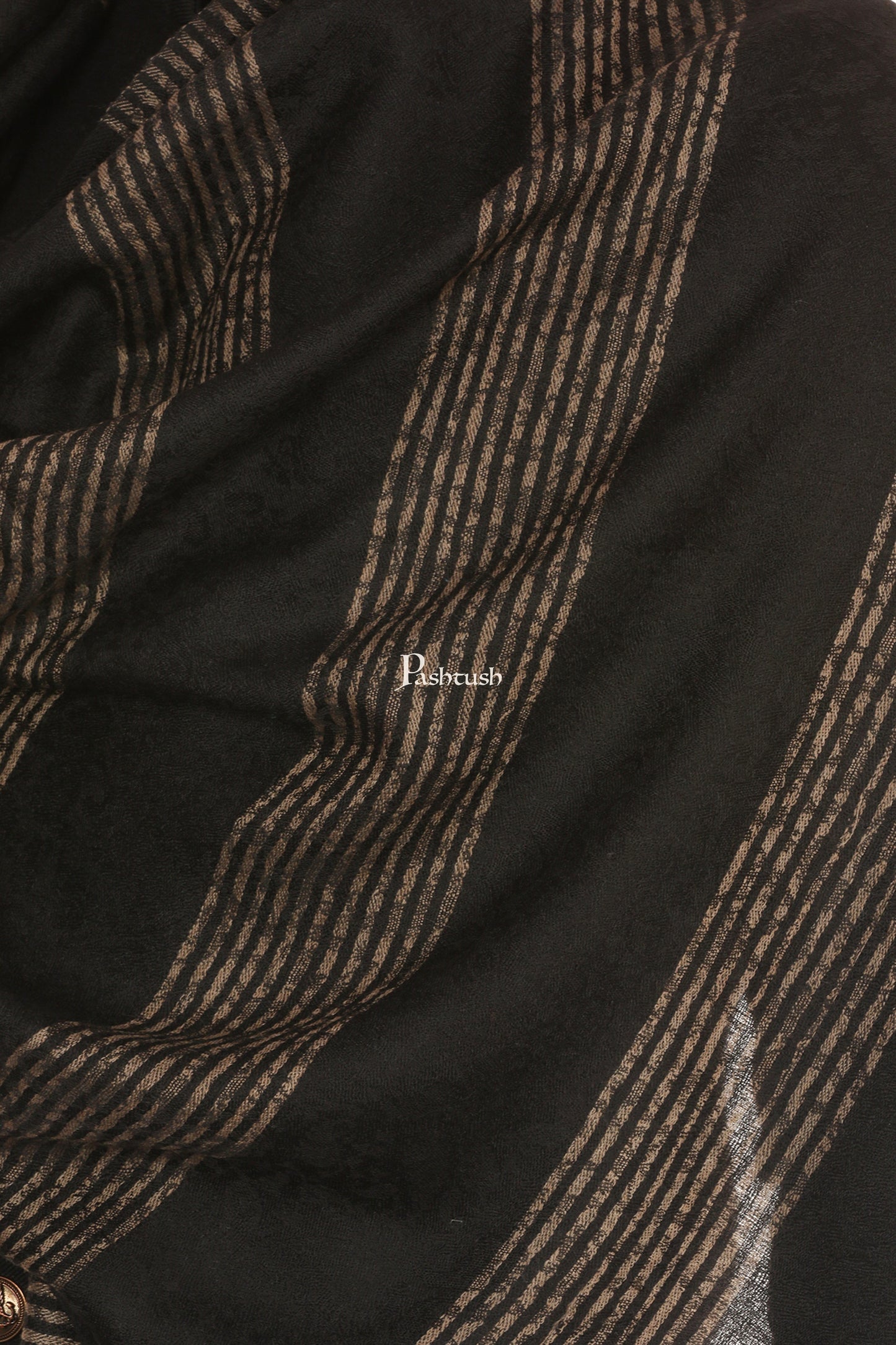 Pashtush India Mens Scarves Stoles and Mufflers Pashtush Mens Fine Wool Reversible Muffler, Soft And Warm - Black