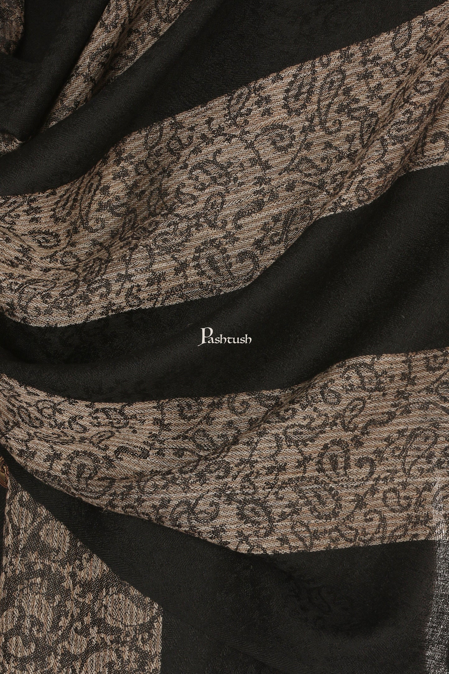 Pashtush India Mens Scarves Stoles and Mufflers Pashtush Mens Fine Wool Reversible Muffler, Soft And Warm - Black