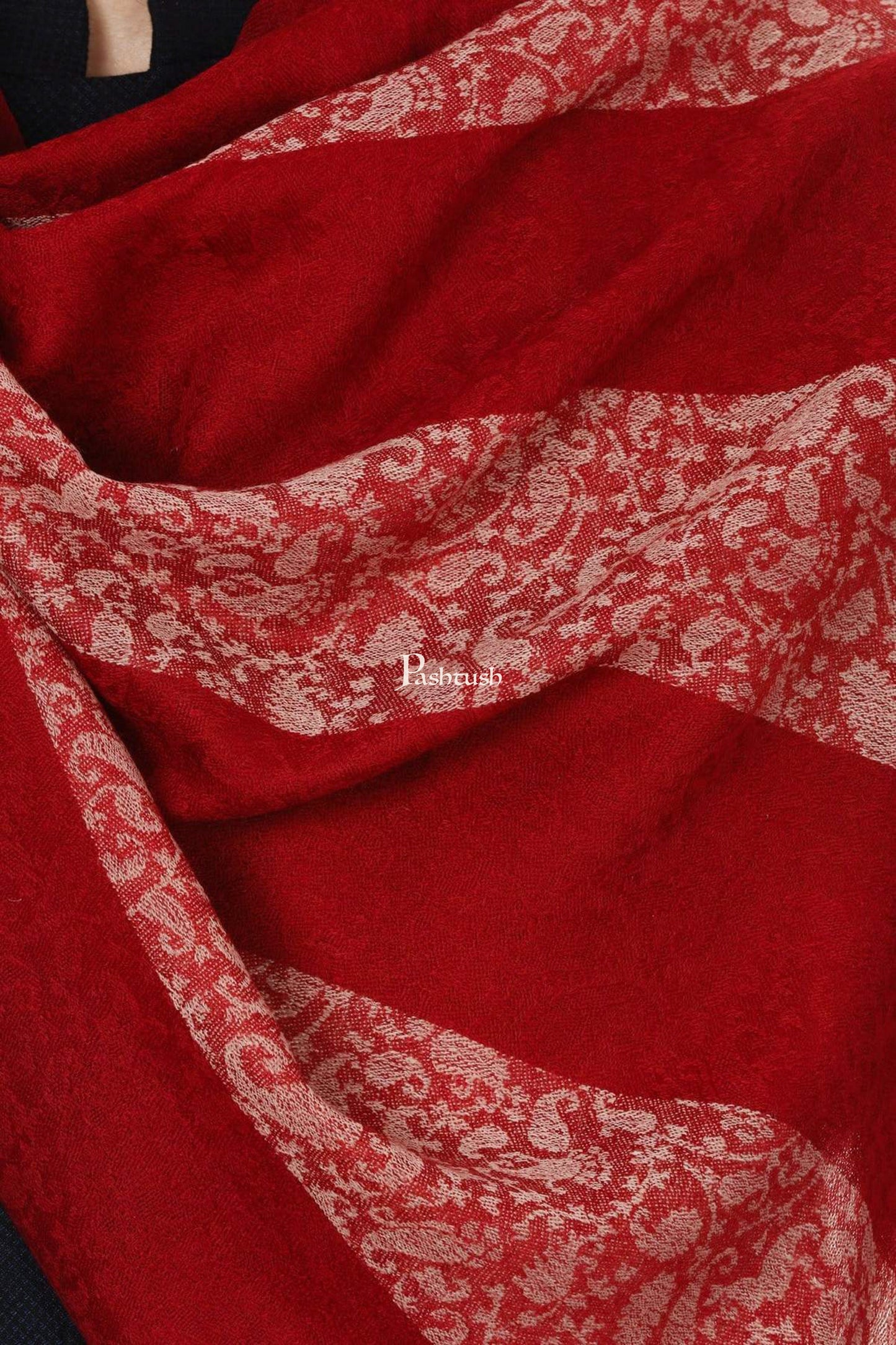Pashtush India Mens Scarves Stoles and Mufflers Pashtush Mens Fine Wool Reversible Muffler, Soft And Warm - Crimson