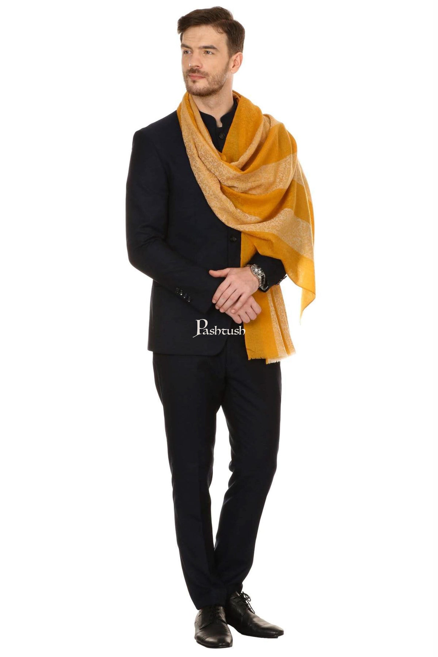 Pashtush India Mens Scarves Stoles and Mufflers Pashtush Mens Fine Wool Reversible Muffler, Soft And Warm - Tuscan Sun