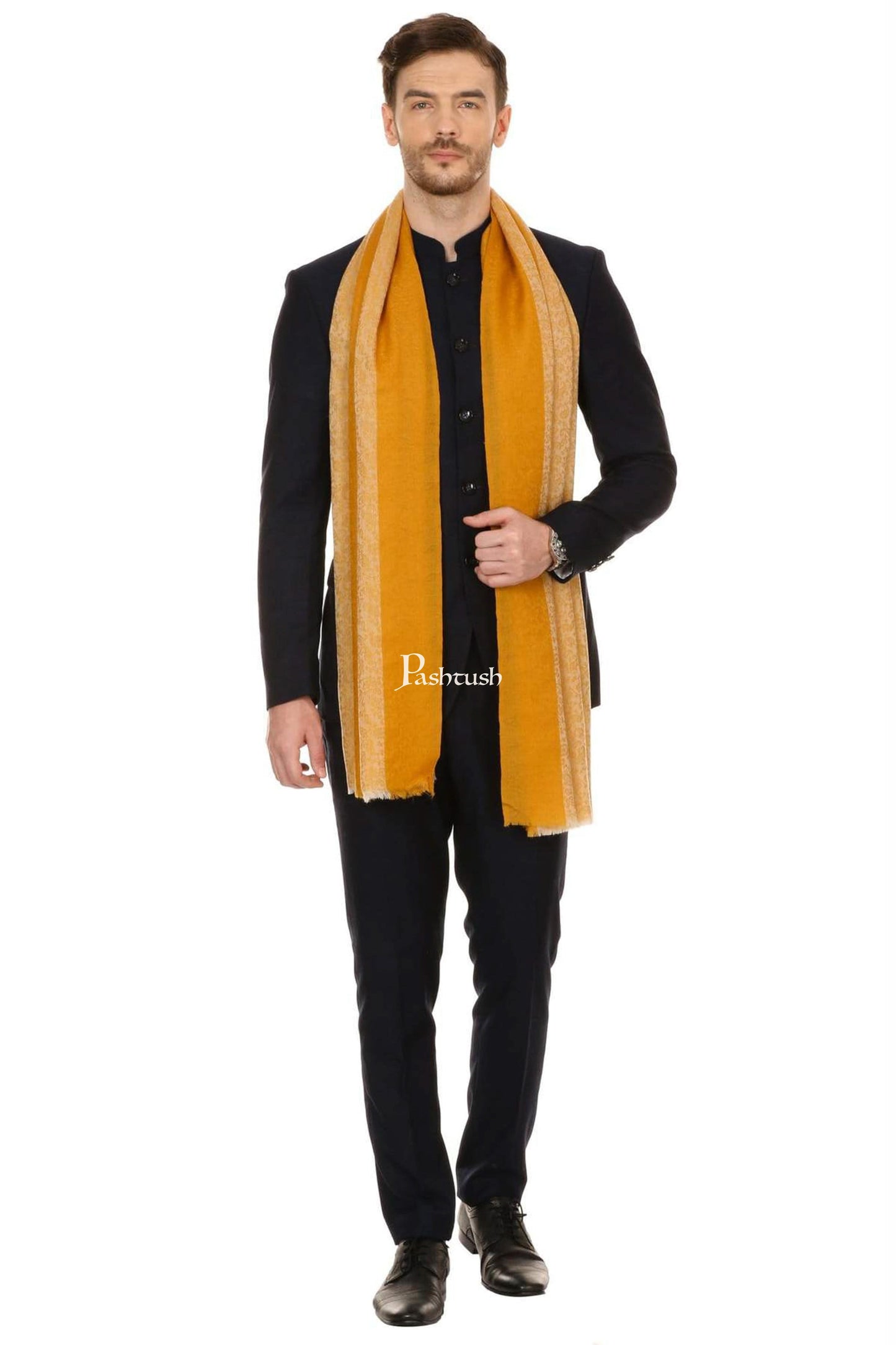 Pashtush India Mens Scarves Stoles and Mufflers Pashtush Mens Fine Wool Reversible Muffler, Soft And Warm - Tuscan Sun