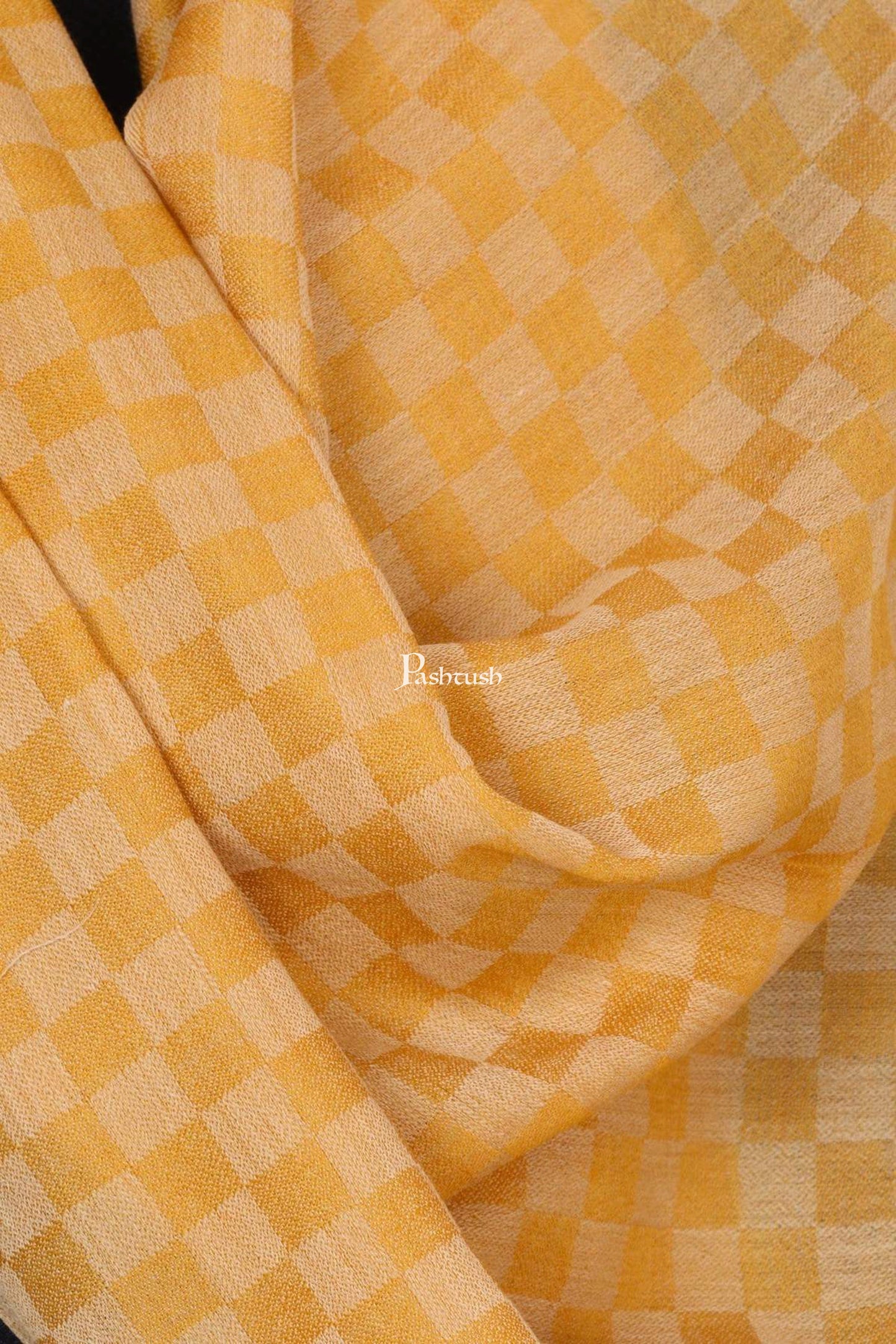 Pashtush India Mens Scarves Stoles and Mufflers Pashtush Mens Fine Wool Reversible Muffler, Soft And Warm - Yellow