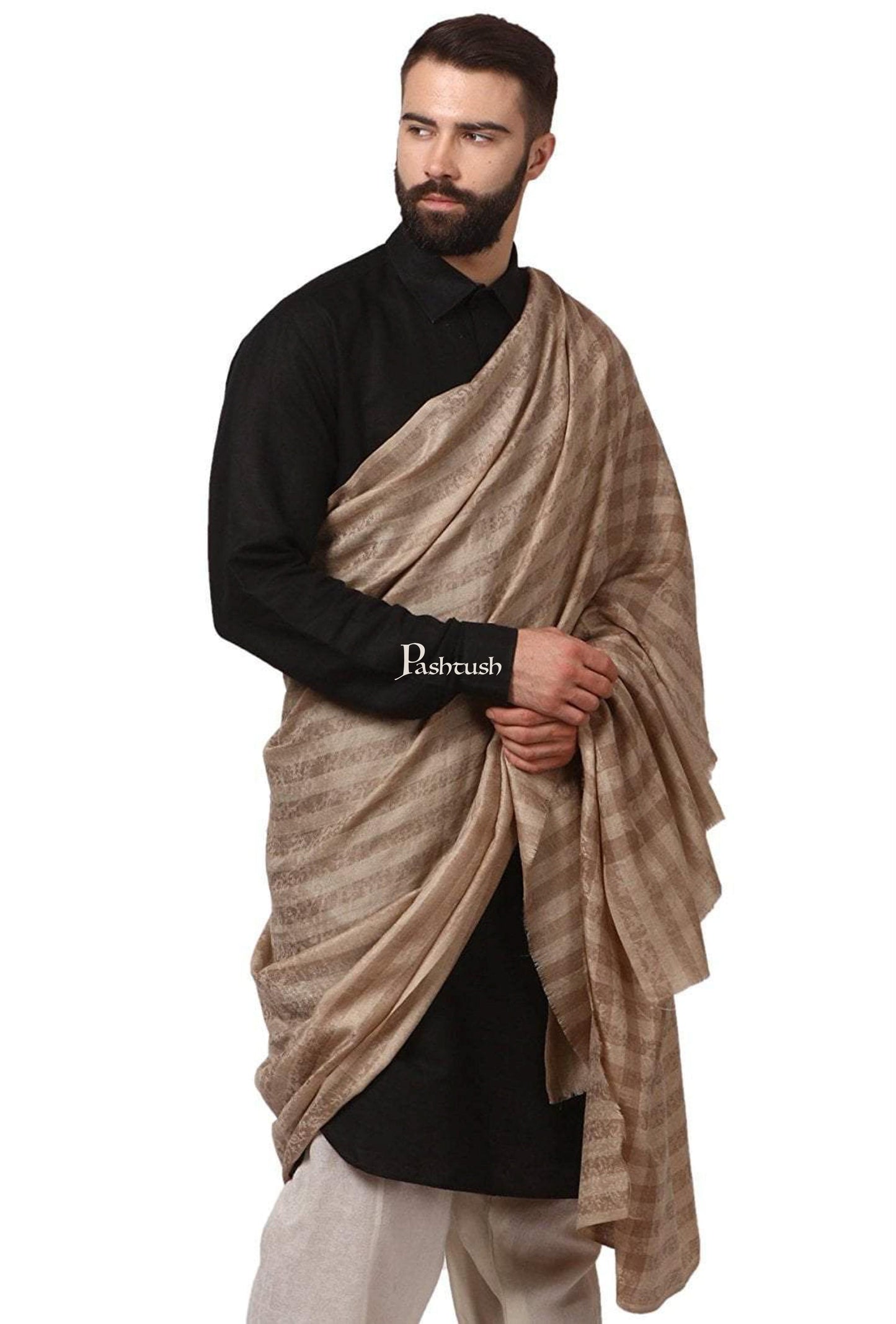 Pashtush India Mens Shawls Gents Shawl Pashtush Mens Fine Wool Shawl, Checks, Extra Soft And Warm