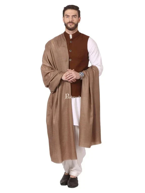 Pashtush India Mens Shawls Gents Shawl Pashtush Mens Fine Wool Shawl , Light Weight, Taupe