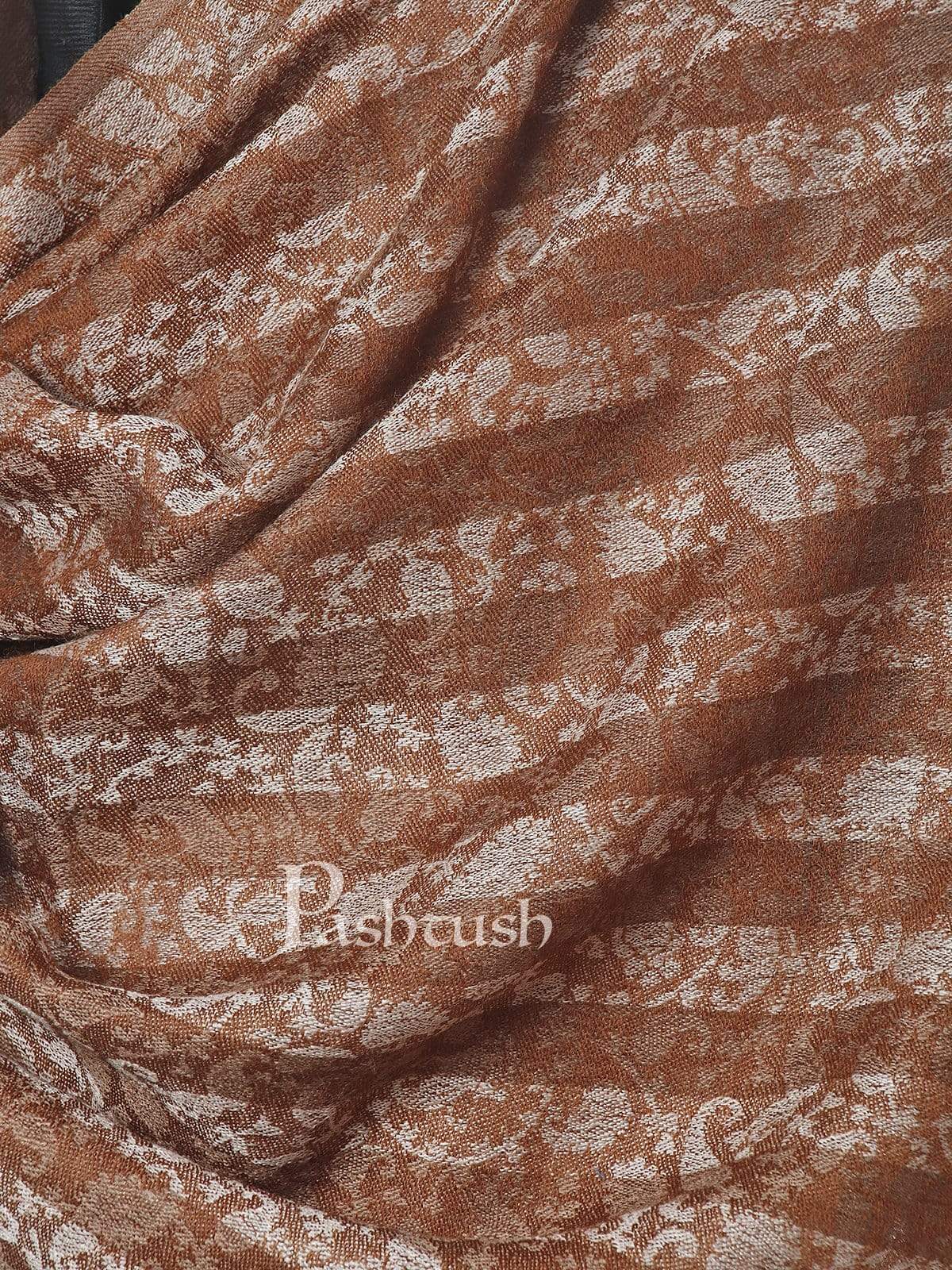 Pashtush India 70x200 Pashtush Mens Fine Wool Striped Stole, Espresso