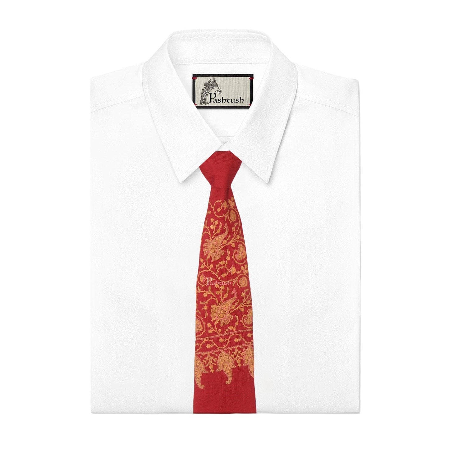 Pashtush India Mens Neckties Ties for Men Pashtush mens Fine Wool tie, Embroidered design, Maroon