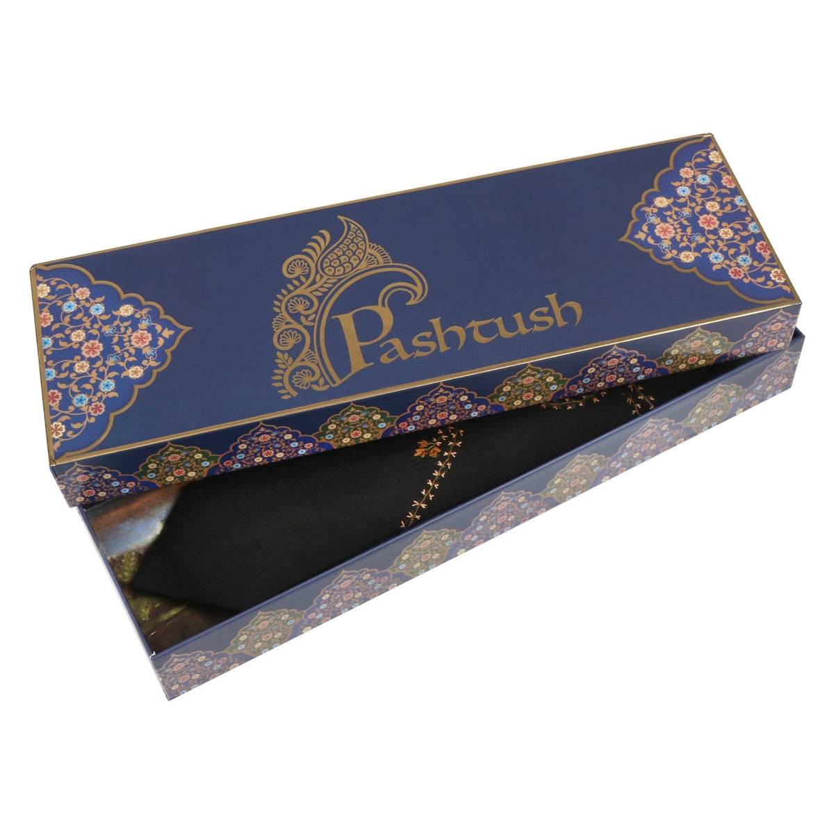 Pashtush India Mens Neckties Ties for Men Pashtush mens Fine Wool tie, Hand Embroidery design, Black