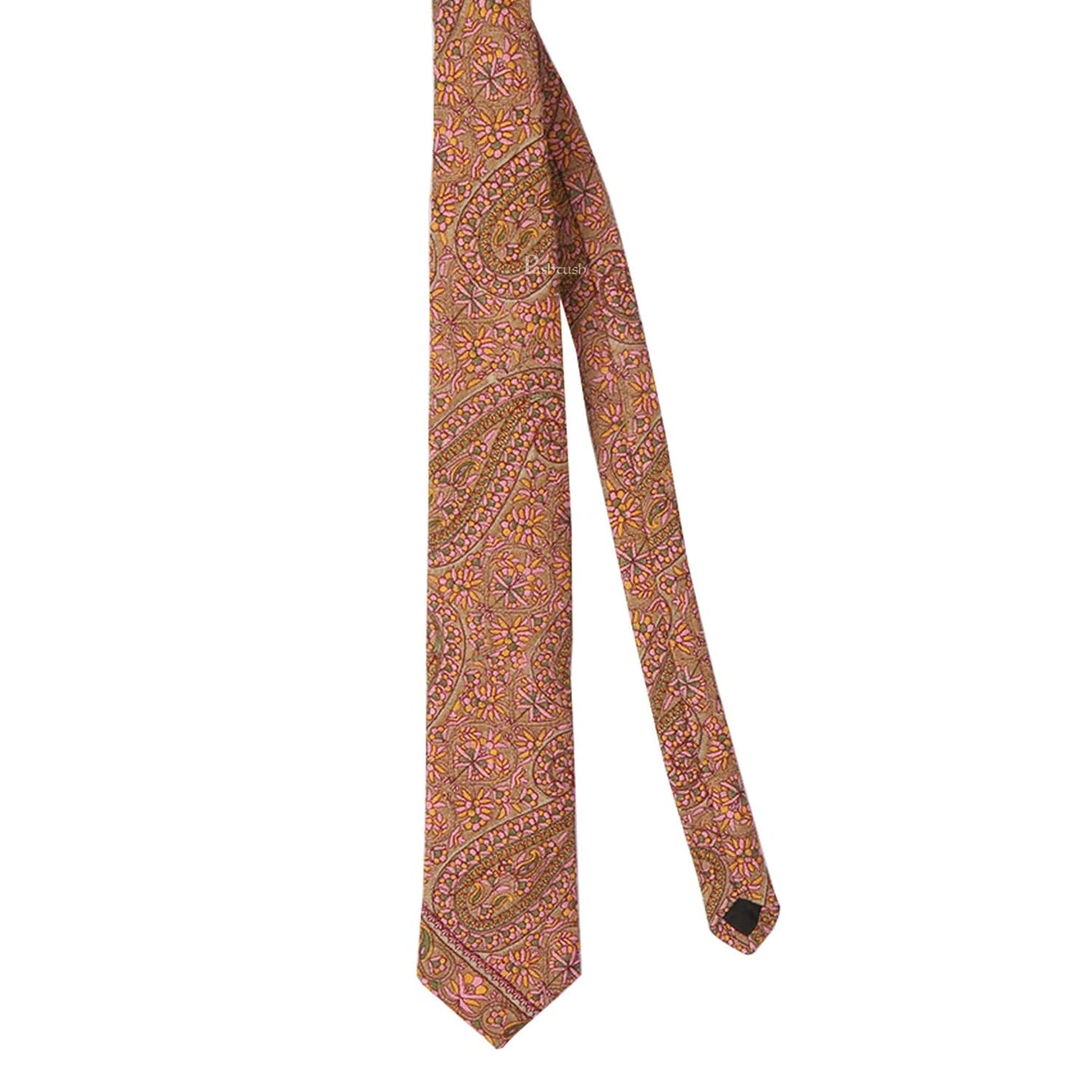 Pashtush India Mens Neckties Ties for Men Pashtush mens Fine Wool tie, Needlework Embroidery design, Beige