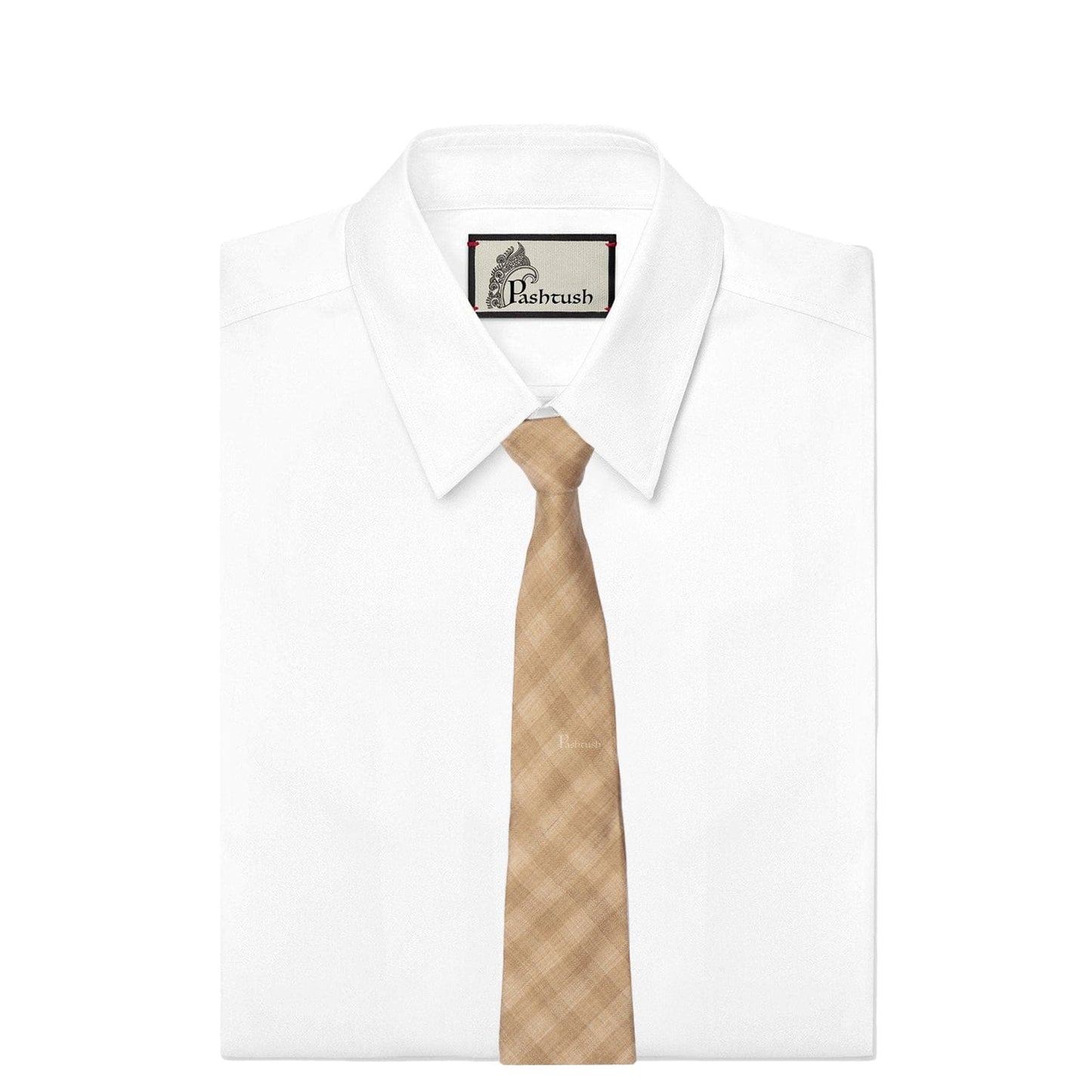Pashtush India Mens Neckties Ties for Men Pashtush mens Fine Wool tie, Smart Checkered design, Beige