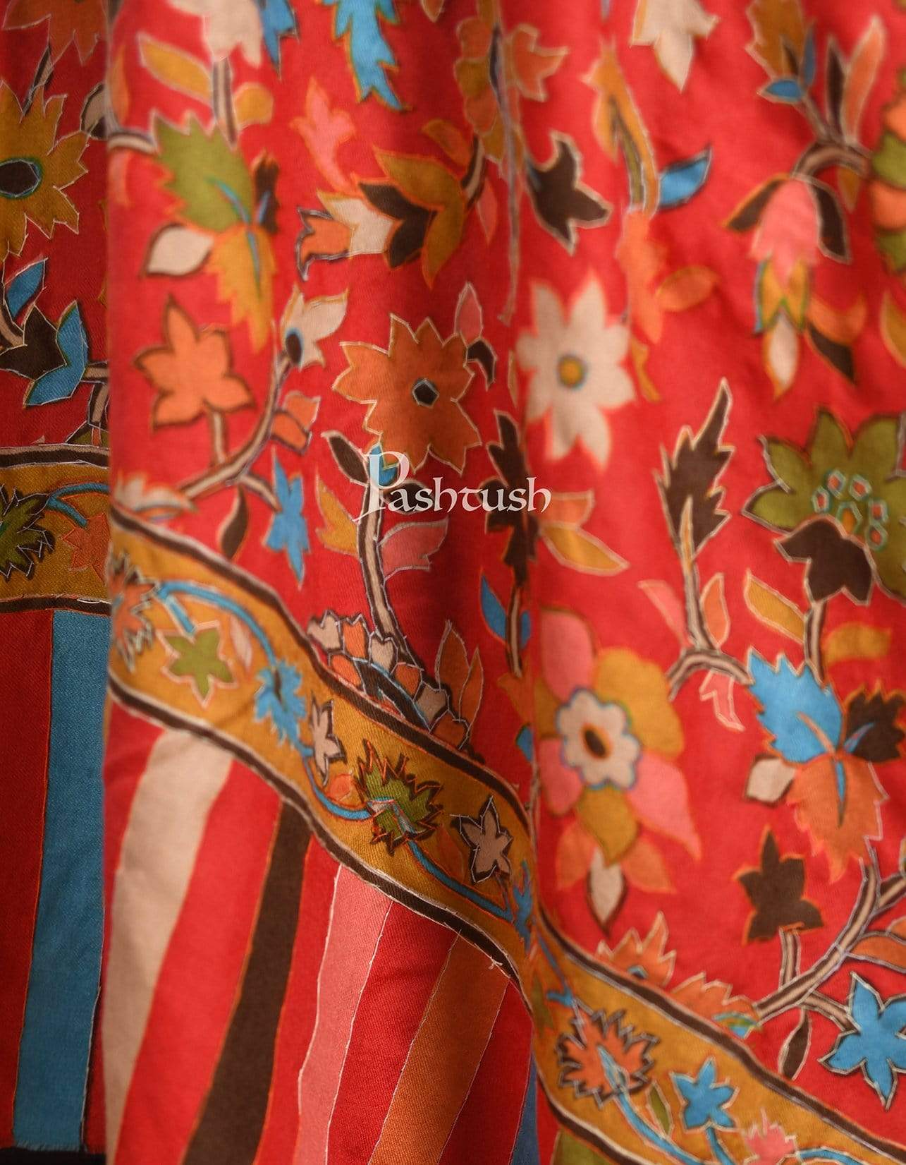 Pashtush India 70x200 Pashtush Mens Hand Embroidery Kalamkari Stole
