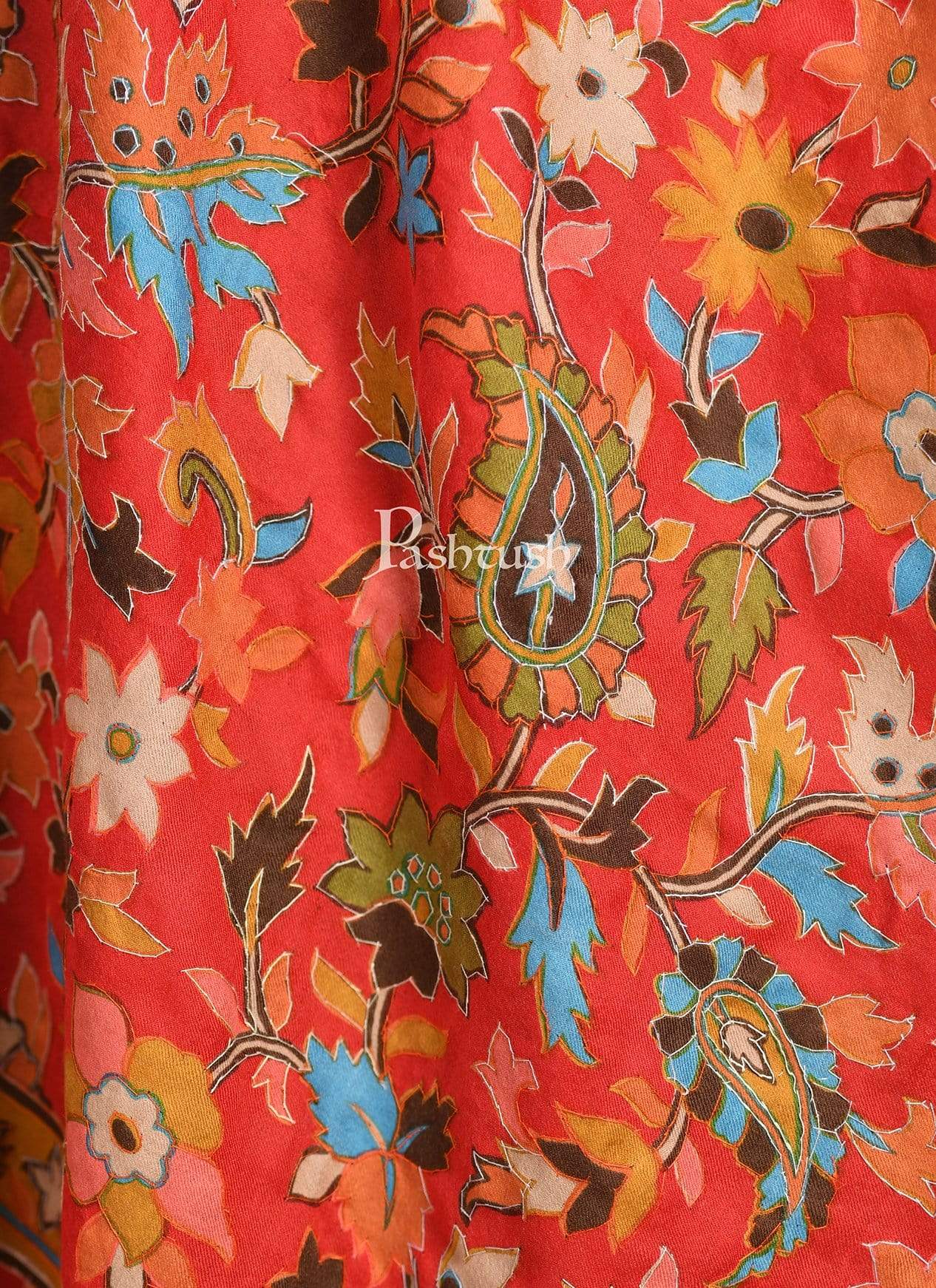 Pashtush India 70x200 Pashtush Mens Hand Embroidery Kalamkari Stole