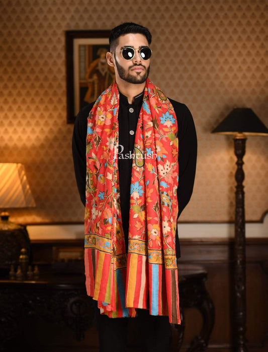 Pashtush India 70x200 Pashtush Mens Hand Embroidery Kalamkari Stole