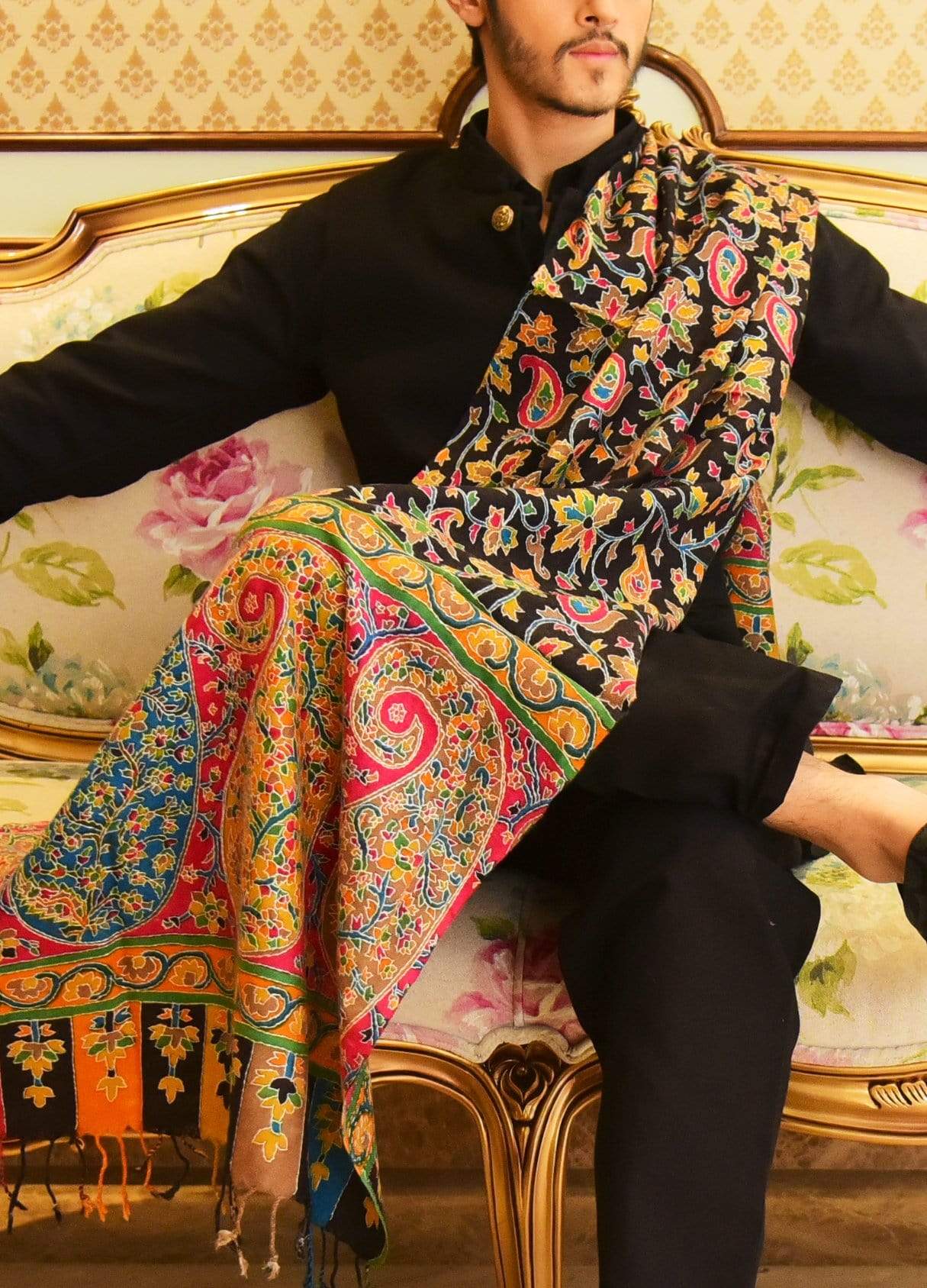 Pashtush Mens Handwork Handpainted Kalamkari Stole