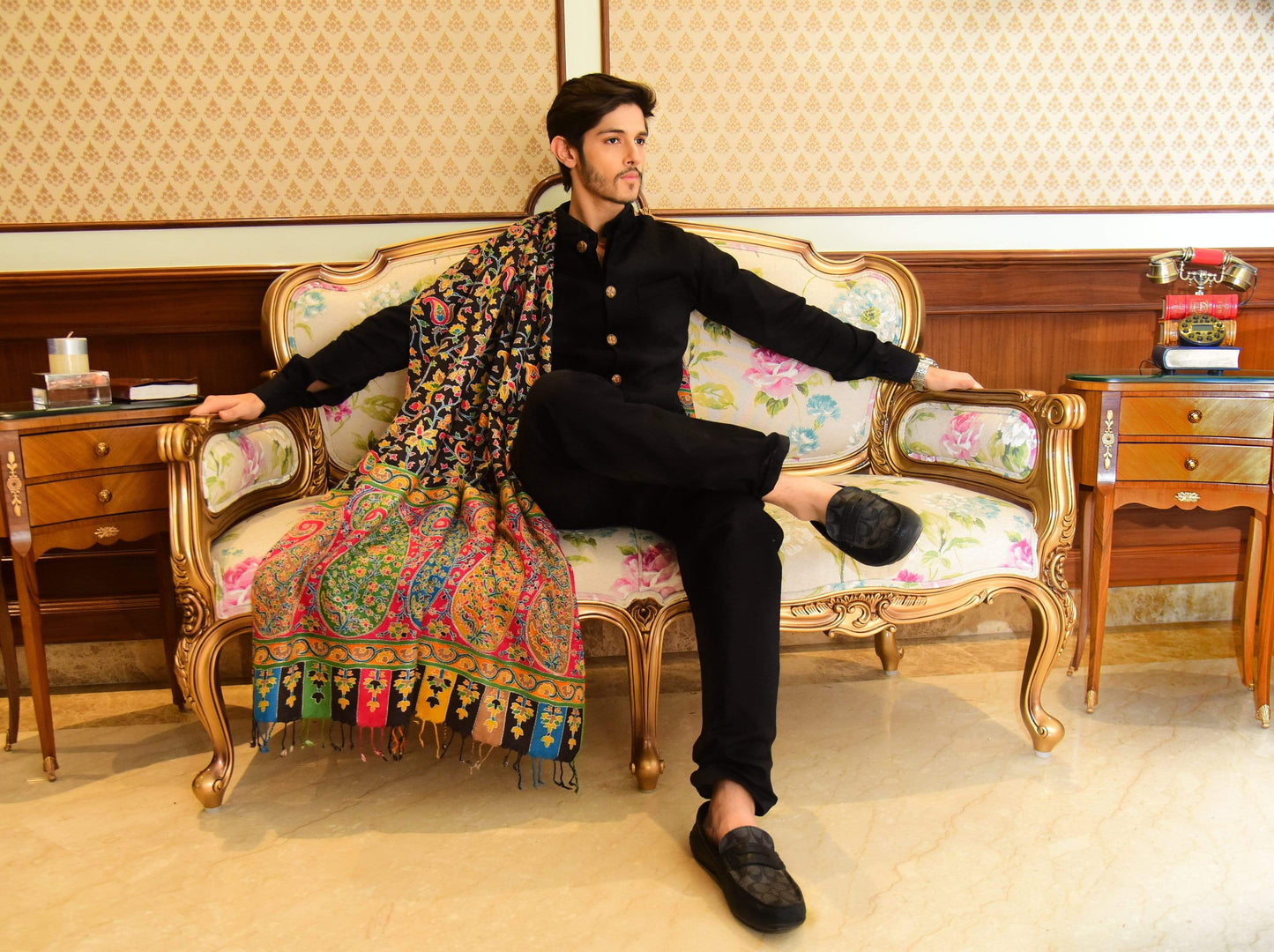 Pashtush Mens Handwork Handpainted Kalamkari Stole