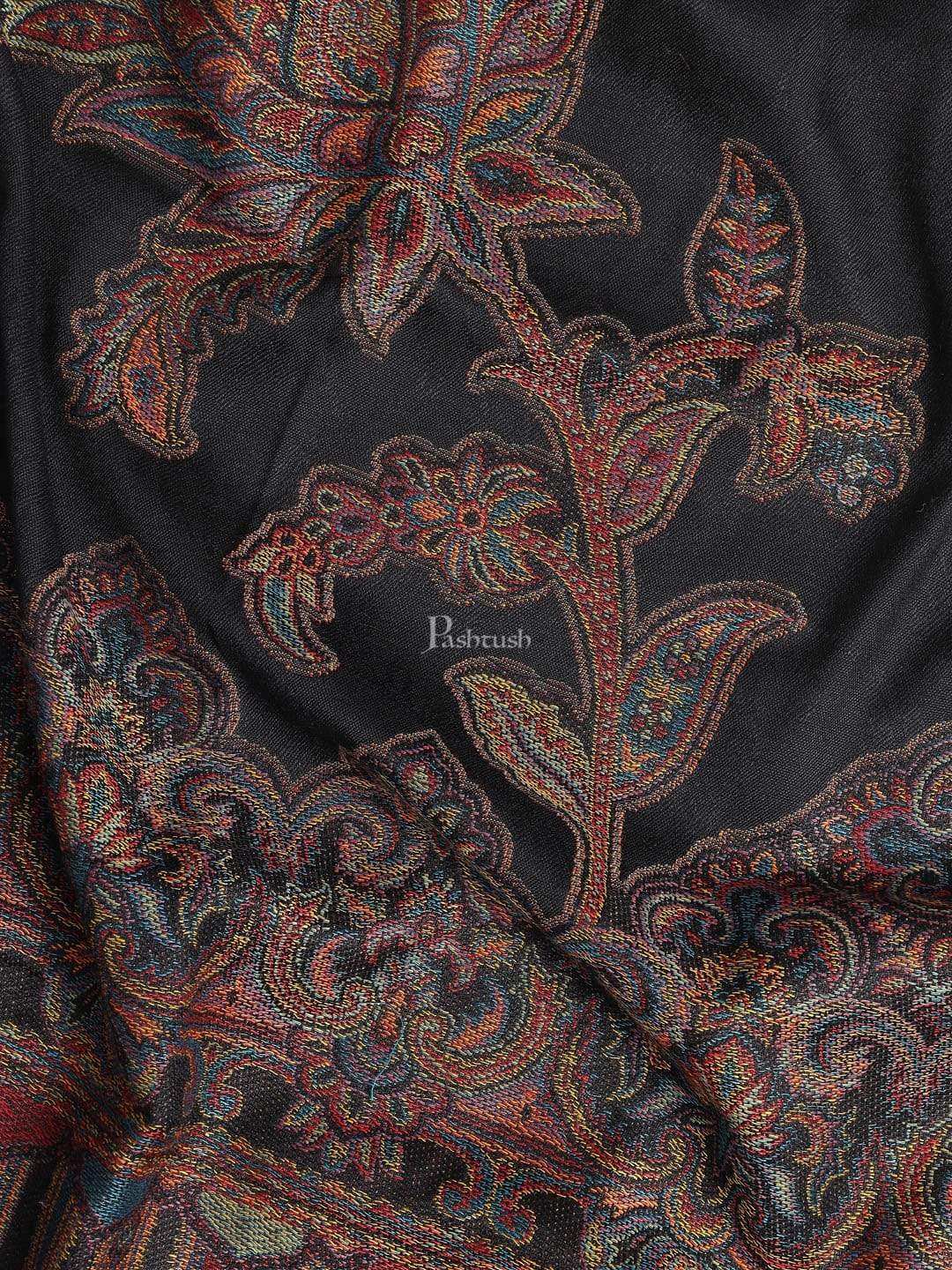 Pashtush India 100x200 Pashtush Mens Jacquard Ambi Stole, Warm and soft, Faux Pashmina - Black