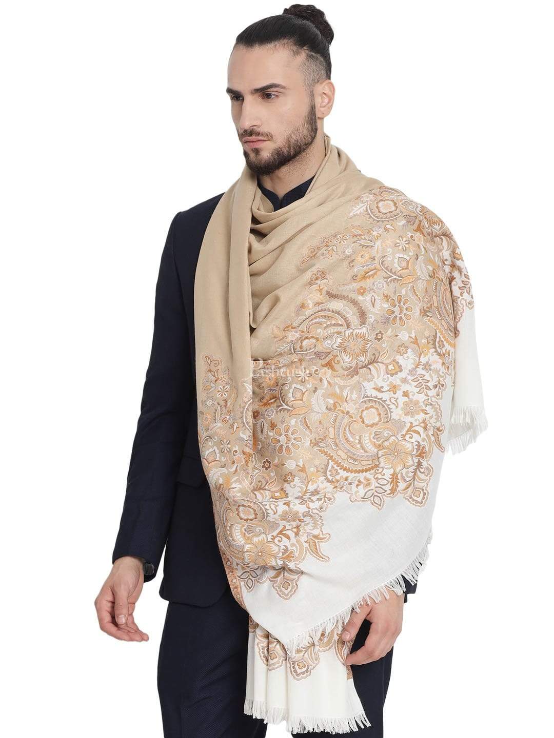 Pashtush India 100x200 Pashtush Mens Jacquard Palla Stole, Warm and soft, Faux Pashmina