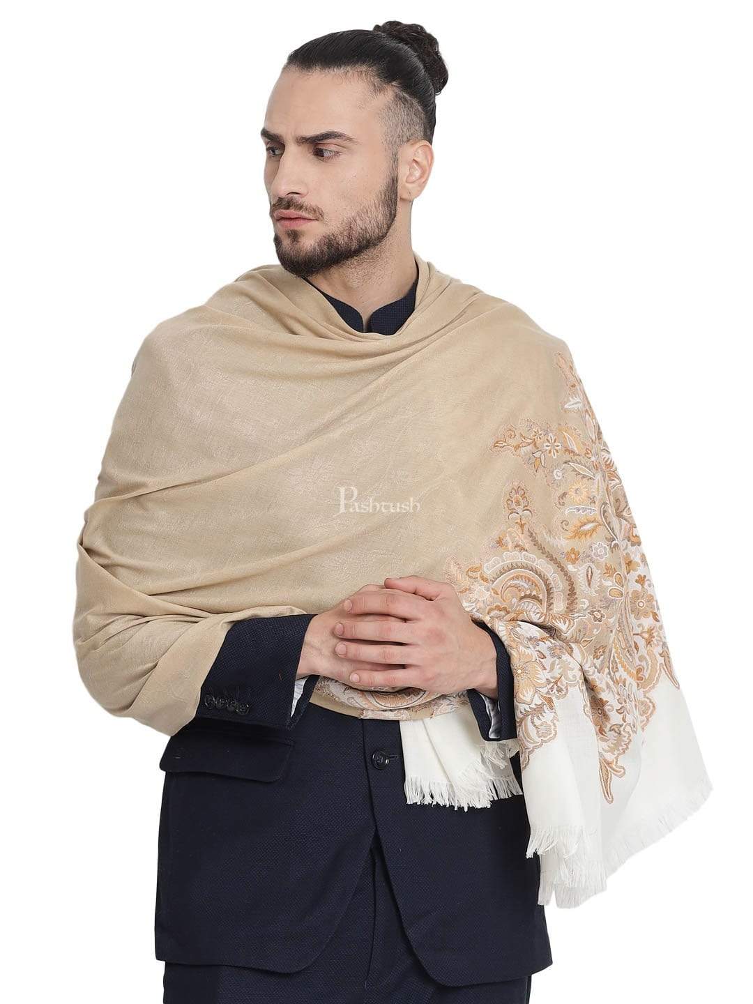 Pashtush India 100x200 Pashtush Mens Jacquard Palla Stole, Warm and soft, Faux Pashmina