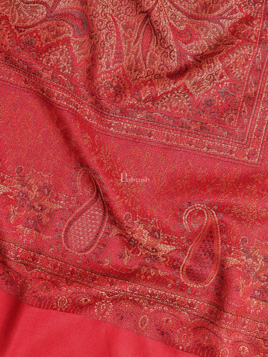 Pashtush India 100x200 Pashtush Mens Jamawar Stole, Faux Pashmina, Red