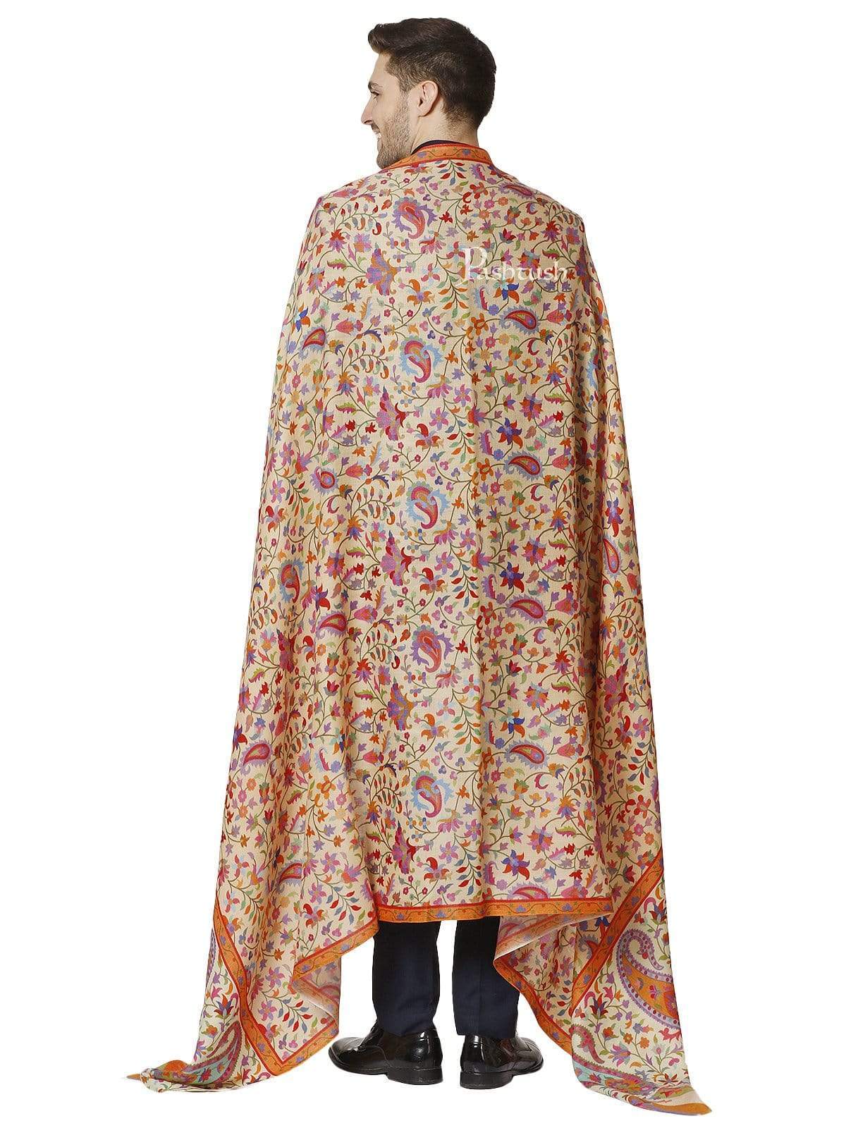 Pashtush India 127x254 Pashtush Mens Kaani Printed Shawl, 100% Pure, Woolmark Certified, Full Size