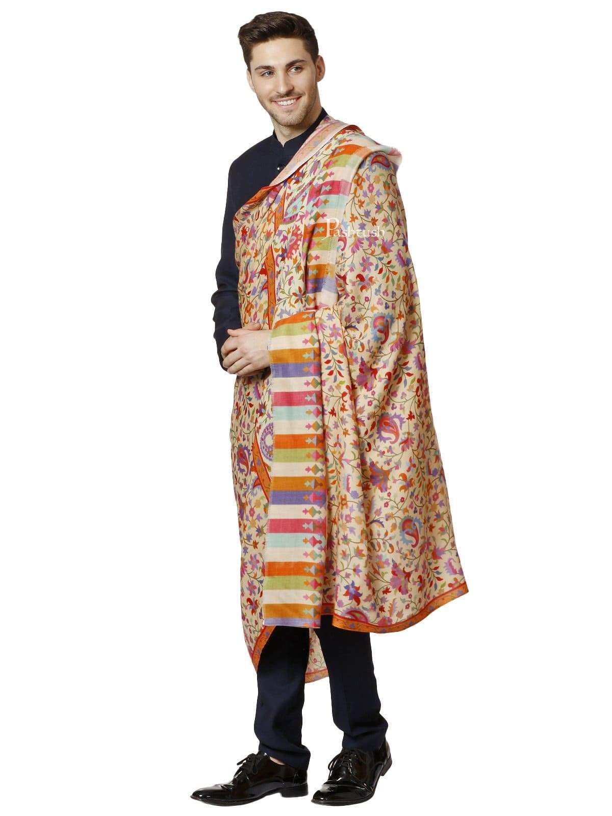 Pashtush India 127x254 Pashtush Mens Kaani Printed Shawl, 100% Pure, Woolmark Certified, Full Size