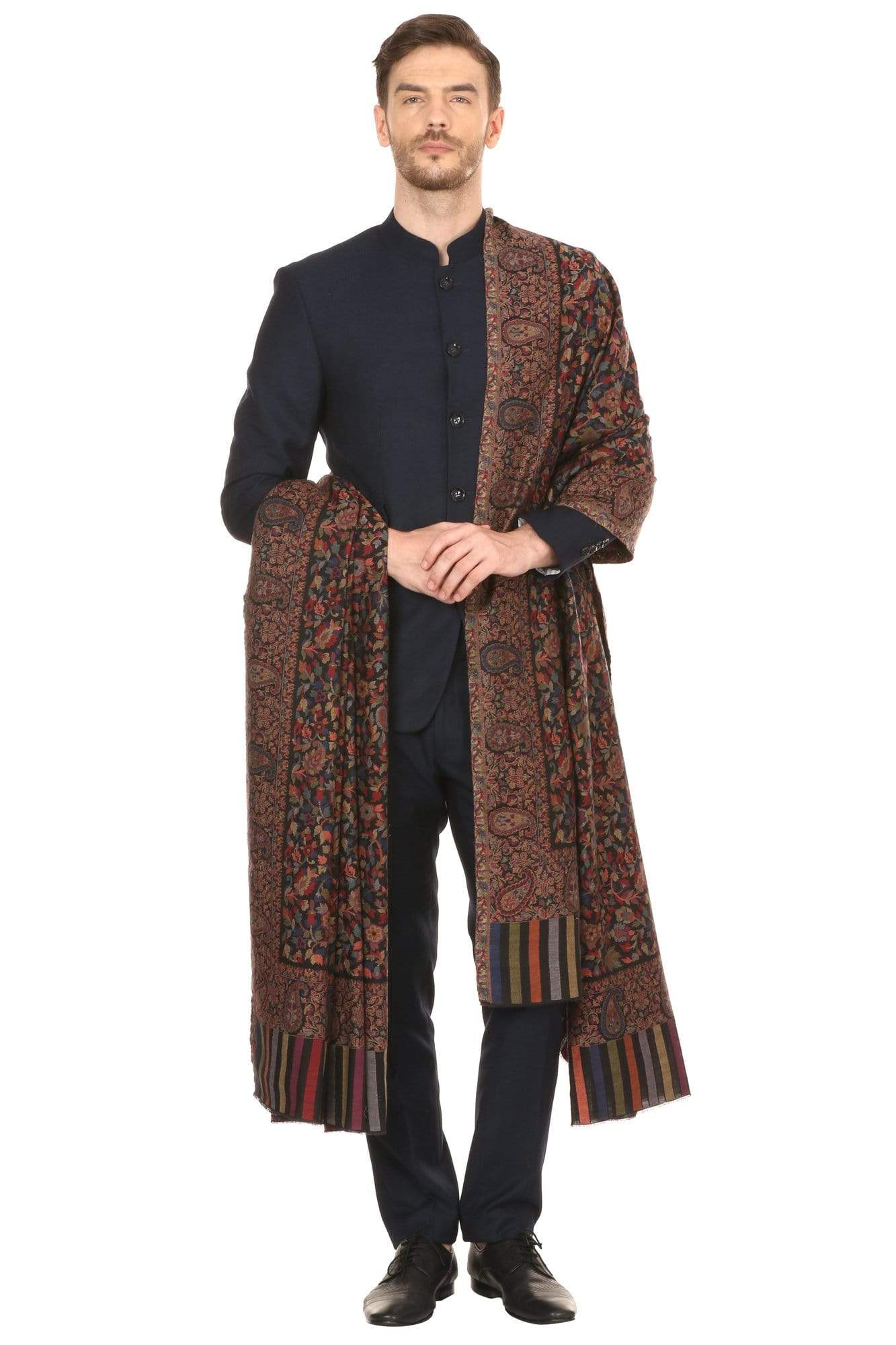 Pashtush India 127x254 Pashtush Mens Kaani Shawl, Mens Lohi , Full Size, Fine Wool