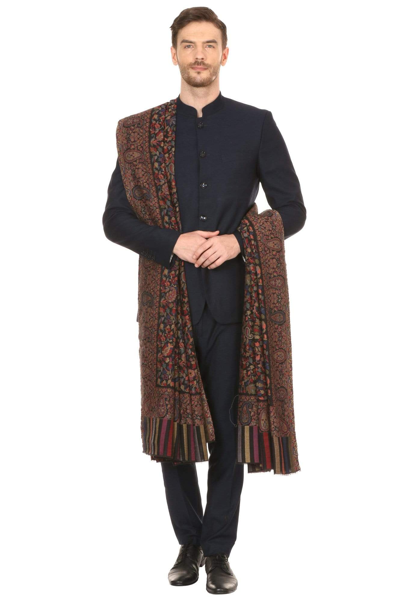 Pashtush India 127x254 Pashtush Mens Kaani Shawl, Mens Lohi , Full Size, Fine Wool