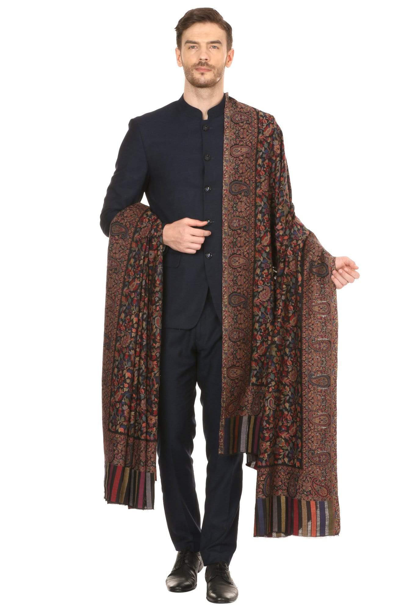 Pashtush India 127x254 Pashtush Mens Kaani Shawl, Mens Lohi , Full Size, Fine Wool
