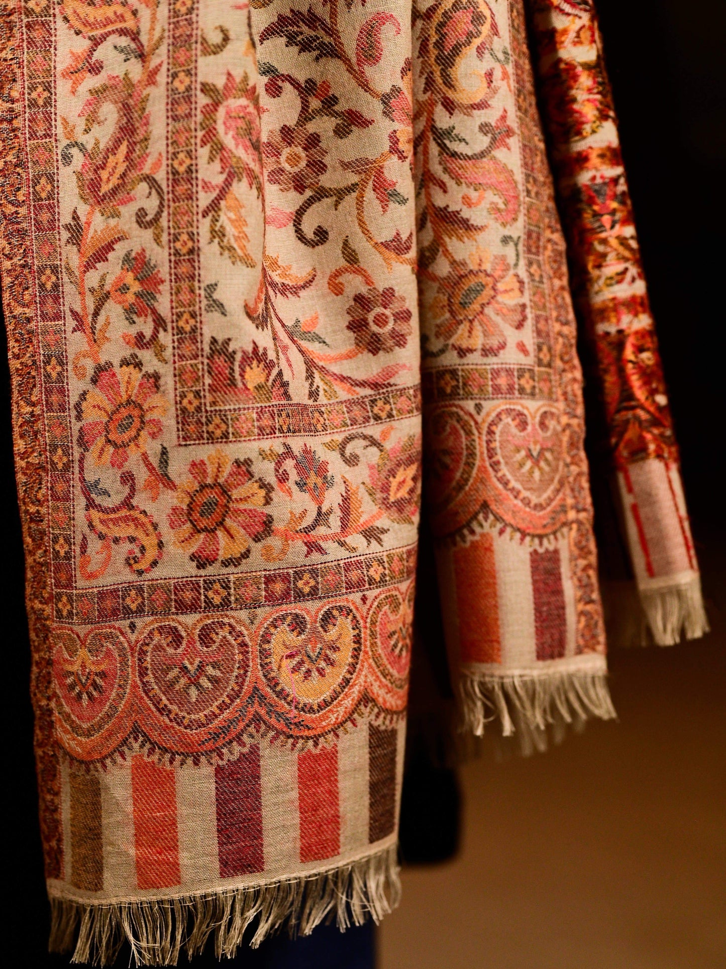 Pashtush India 127x254 Pashtush Mens Kaani Shawl, Mens Lohi, Full Size, Fine Wool, Beige