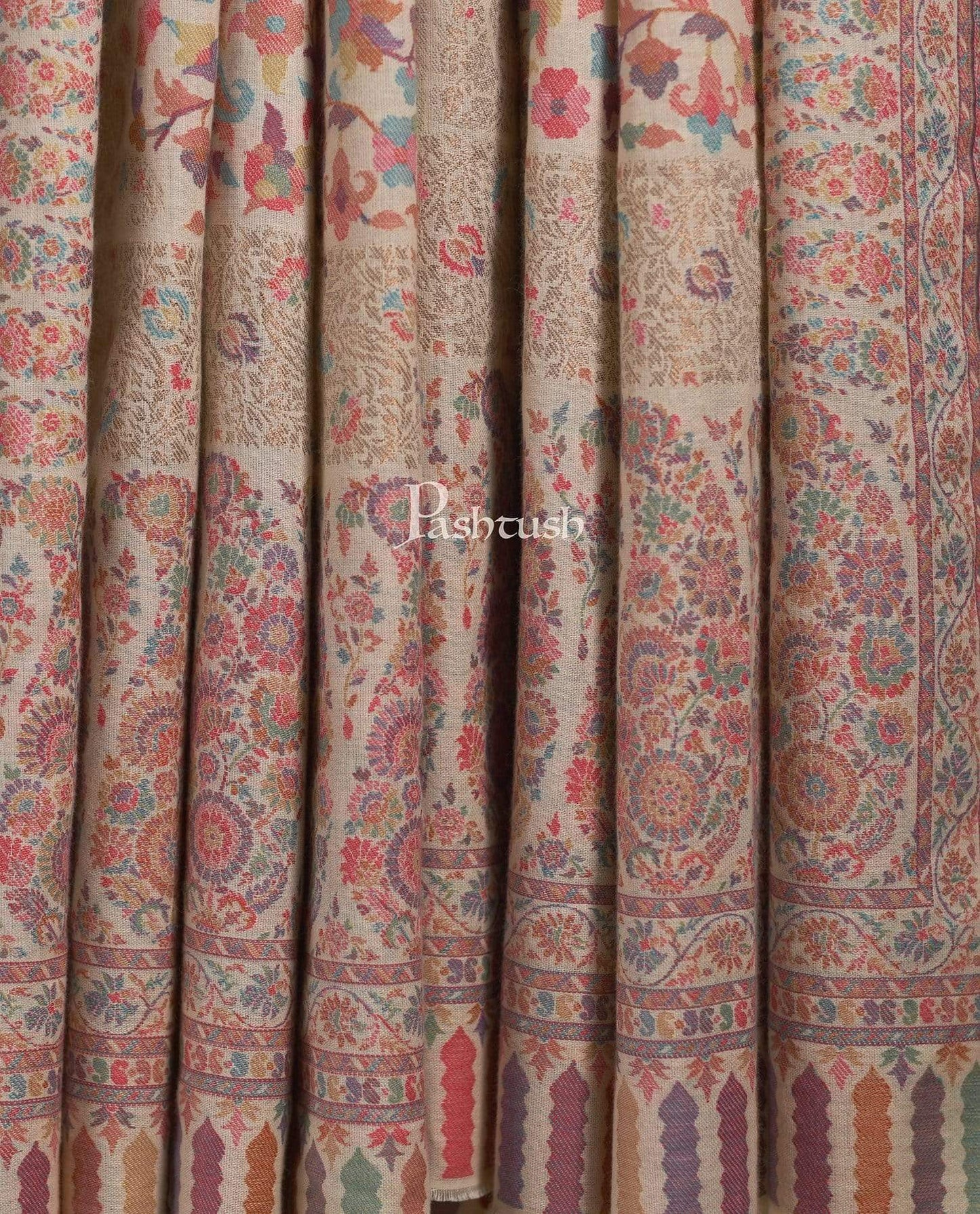 Pashtush India 127x254 Pashtush Mens Kaani Shawl, Mens Lohi , Full Size, Fine Wool, With Metallic Weave Border