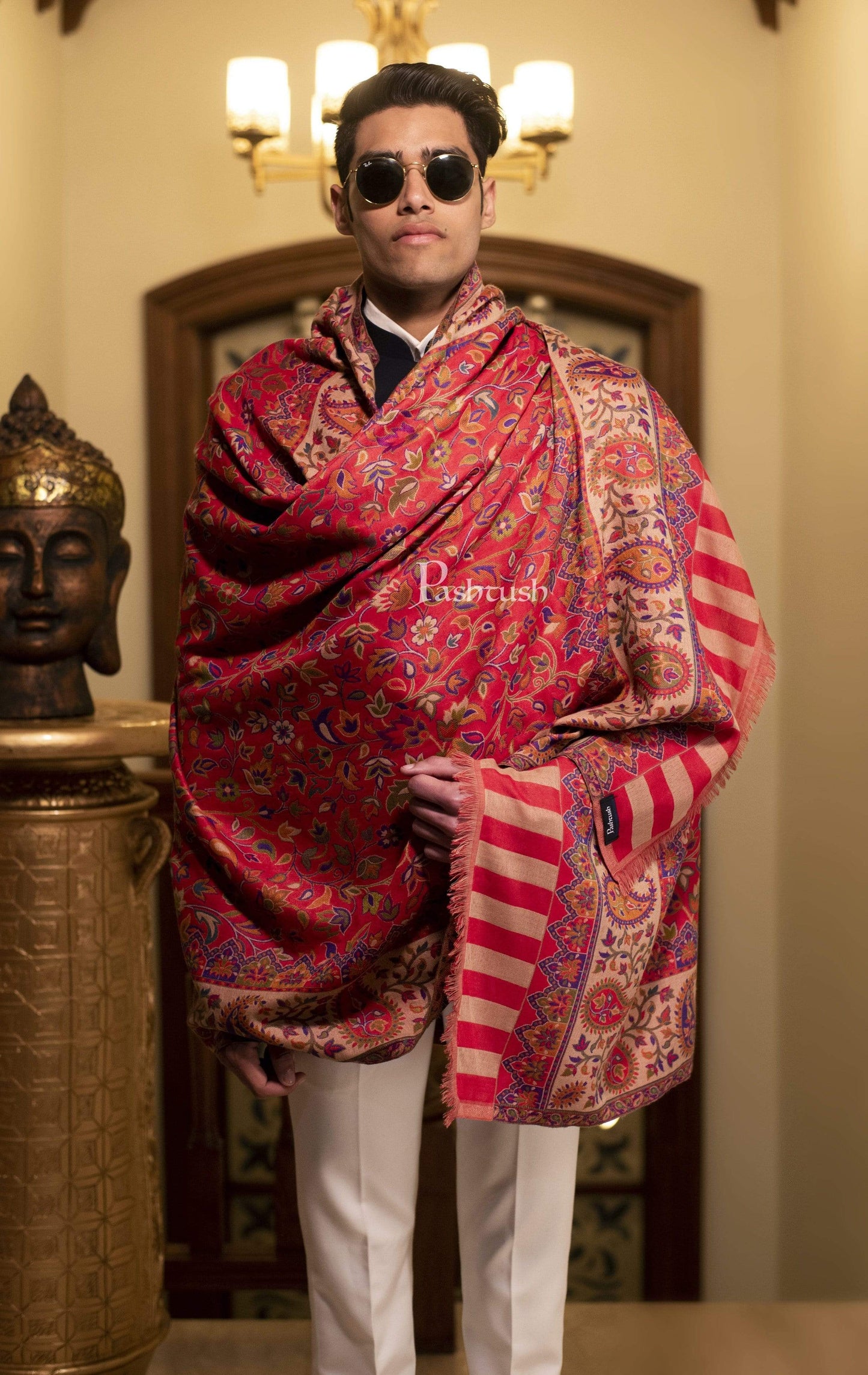 Pashtush India 100x200 Pashtush Mens Kaani Stole, Faux Pashmina, Soft and Warm