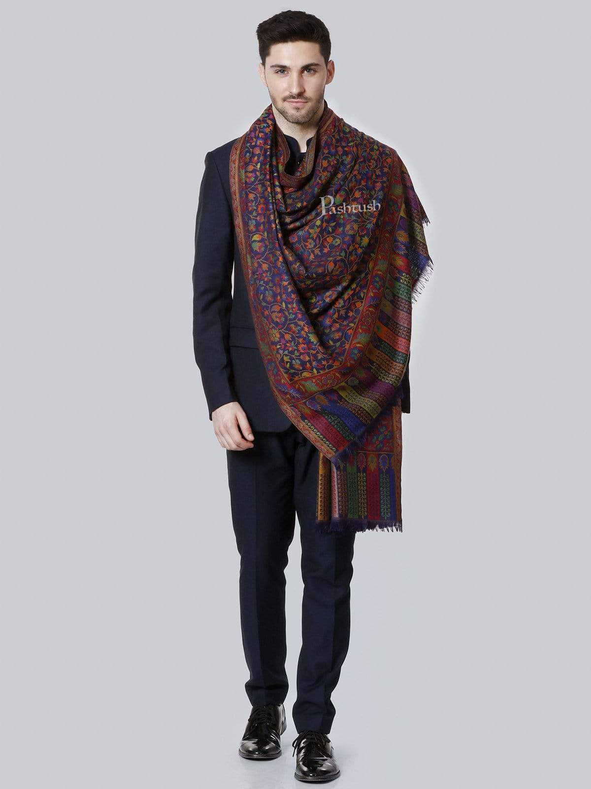 Pashtush India 100x200 Pashtush Mens Kaani Stole, Faux Pashmina, Soft and Warm, Multi coloured