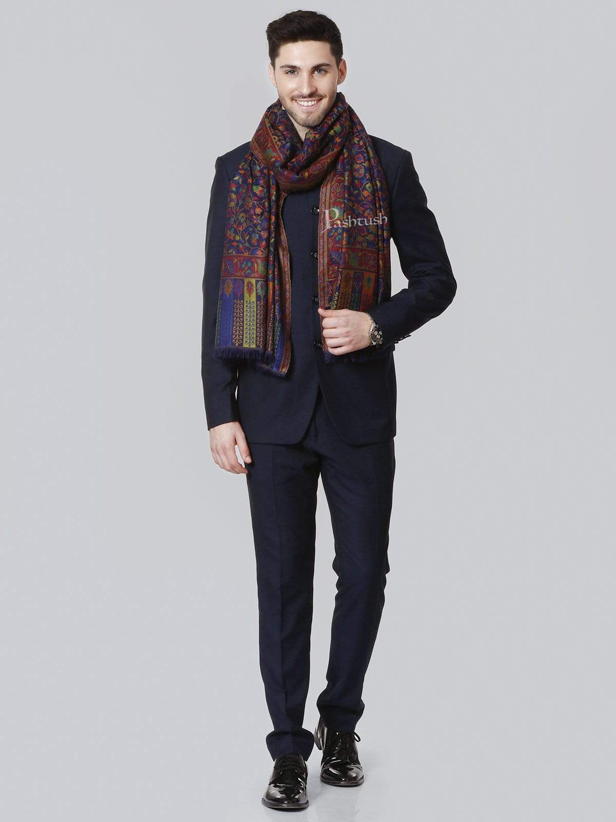 Pashtush India 100x200 Pashtush Mens Kaani Stole, Faux Pashmina, Soft and Warm, Multi coloured