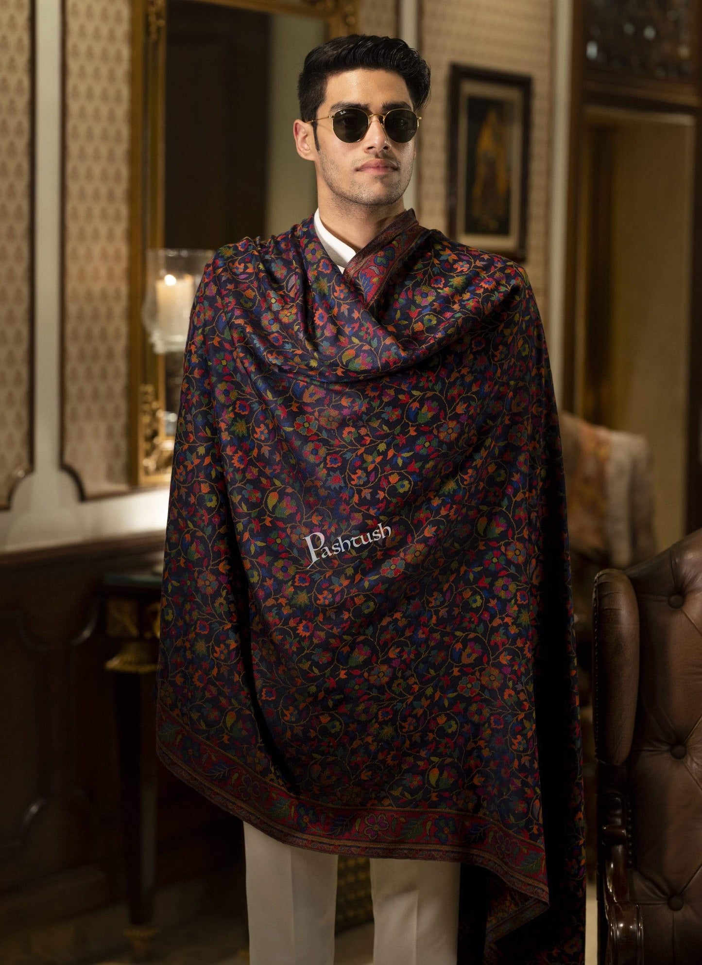 Pashtush India 100x200 Pashtush Mens Kaani Stole, Faux Pashmina, Soft and Warm, Multi coloured