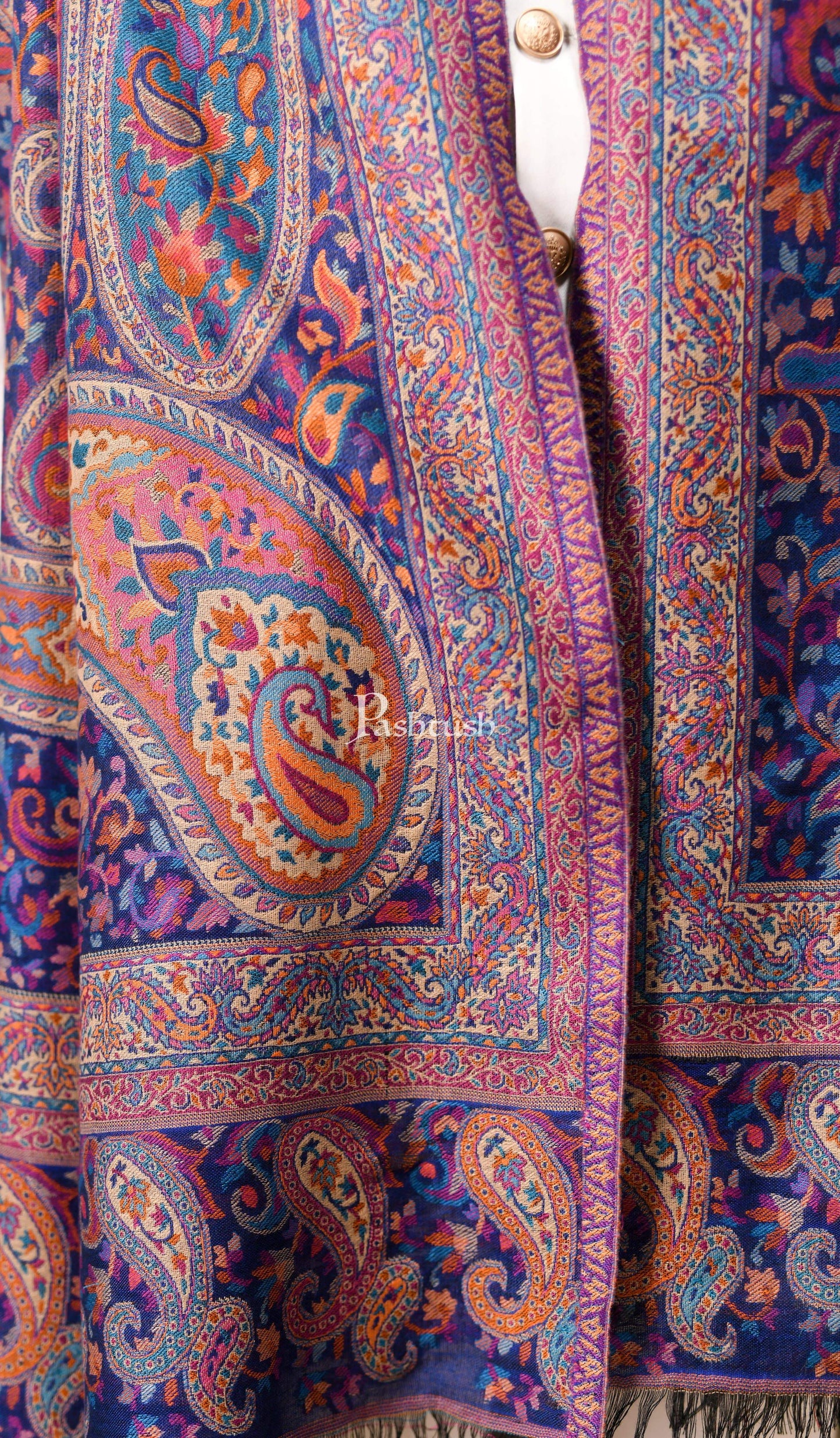 Pashtush India 100x200 Pashtush Mens Kaani Weave Shawl, Rich Garden