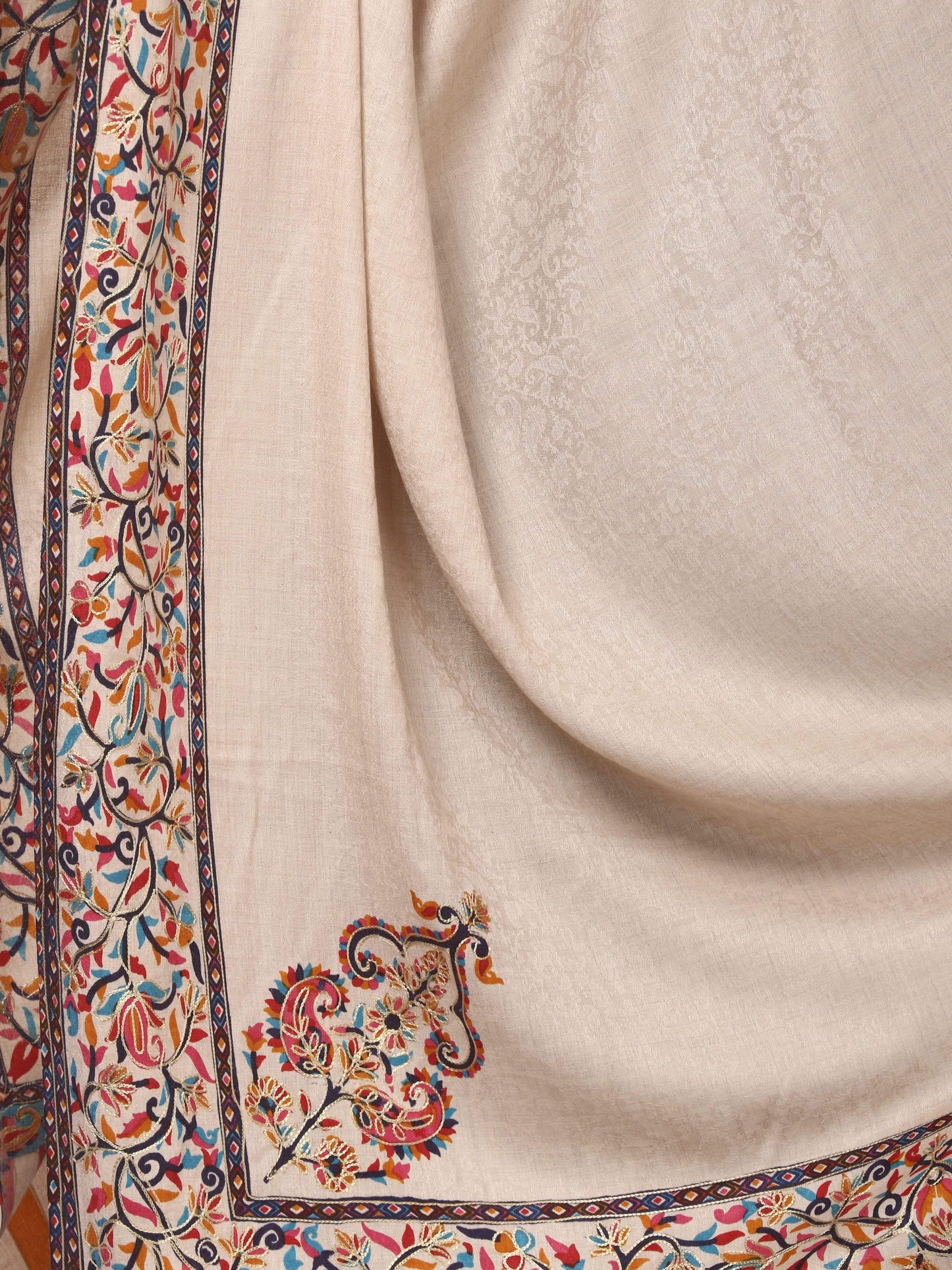 Pashtush India 114x228 Pashtush Mens Kalamkari Embroidery Shawl, Gents Fine Wool Shawls, Medium