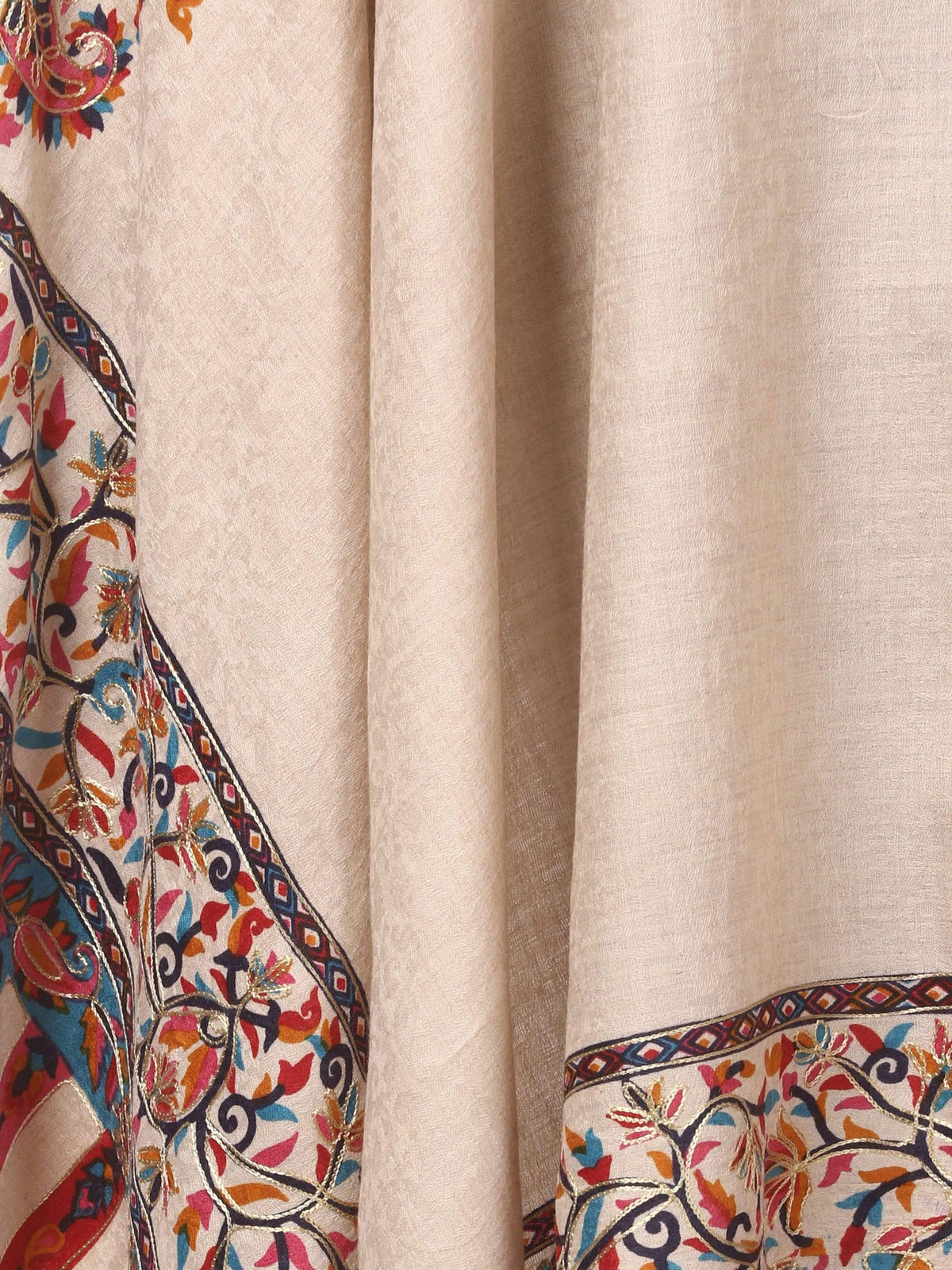 Pashtush India 114x228 Pashtush Mens Kalamkari Embroidery Shawl, Gents Fine Wool Shawls, Medium