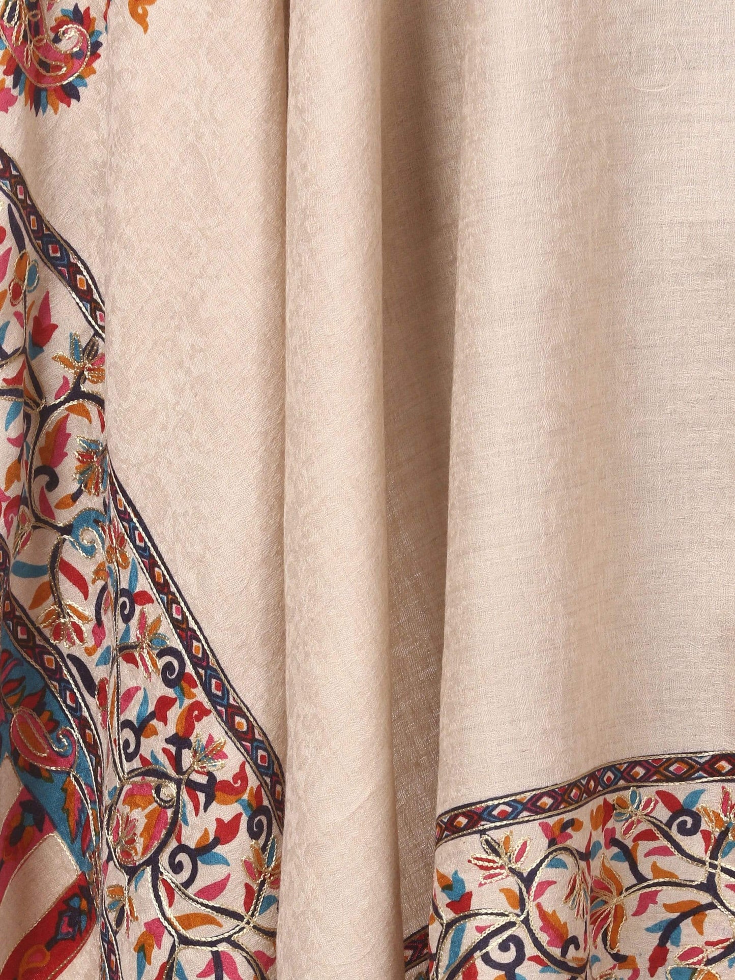 Pashtush India 114x228 Pashtush Mens Kalamkari Embroidery Shawl, Gents Fine Wool Shawls, Medium