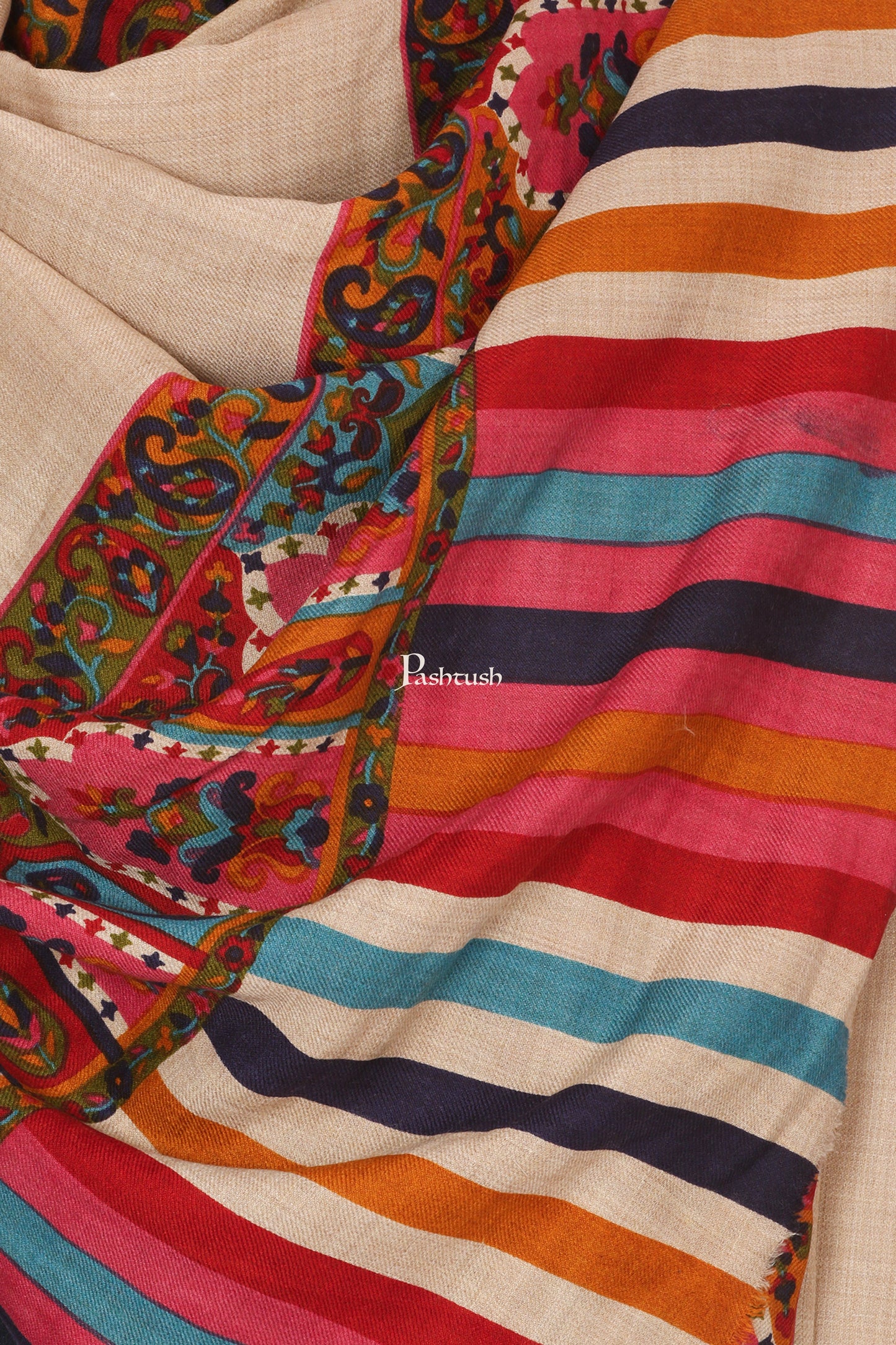 Pashtush India Mens Shawls Gents Shawl Pashtush Mens Kalamkari Printed Shawl, Medium, Thick And Warm