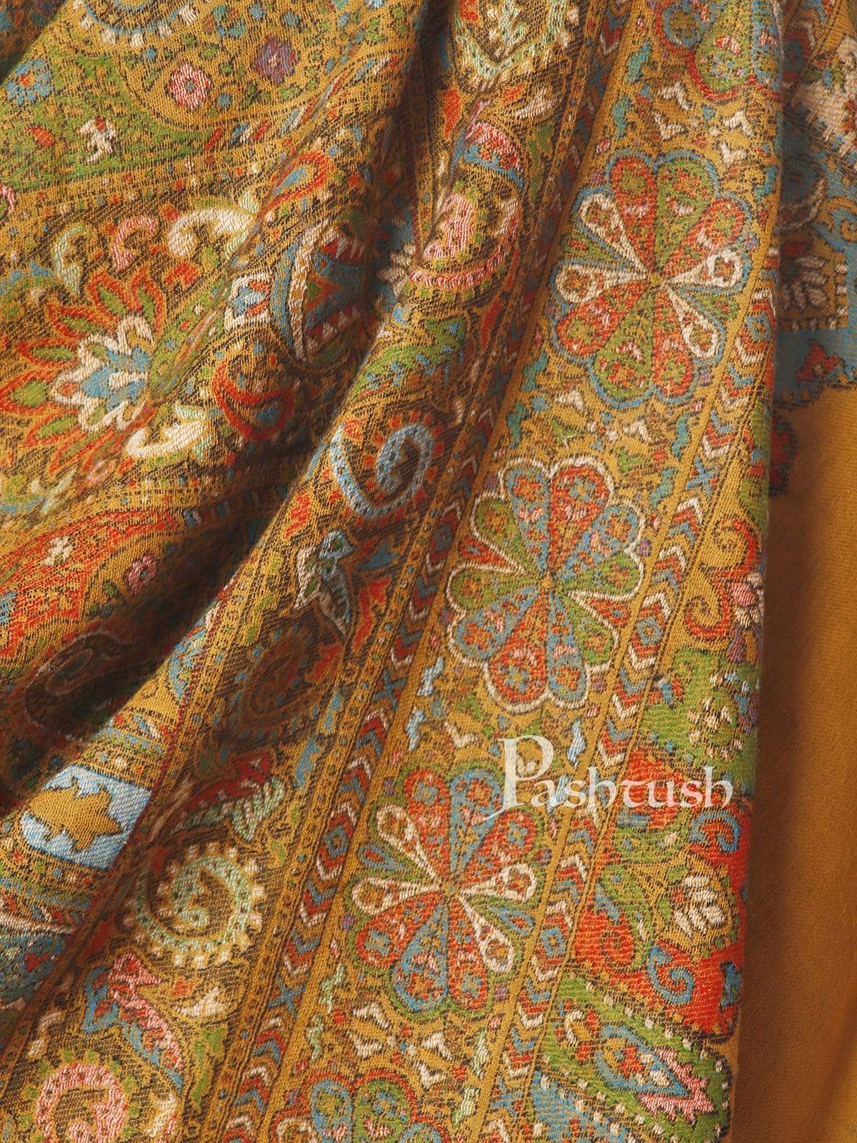 Pashtush India 100x200 Pashtush Mens Kalamkari Weave Pure Wool Stole, With Woolmark Certificate