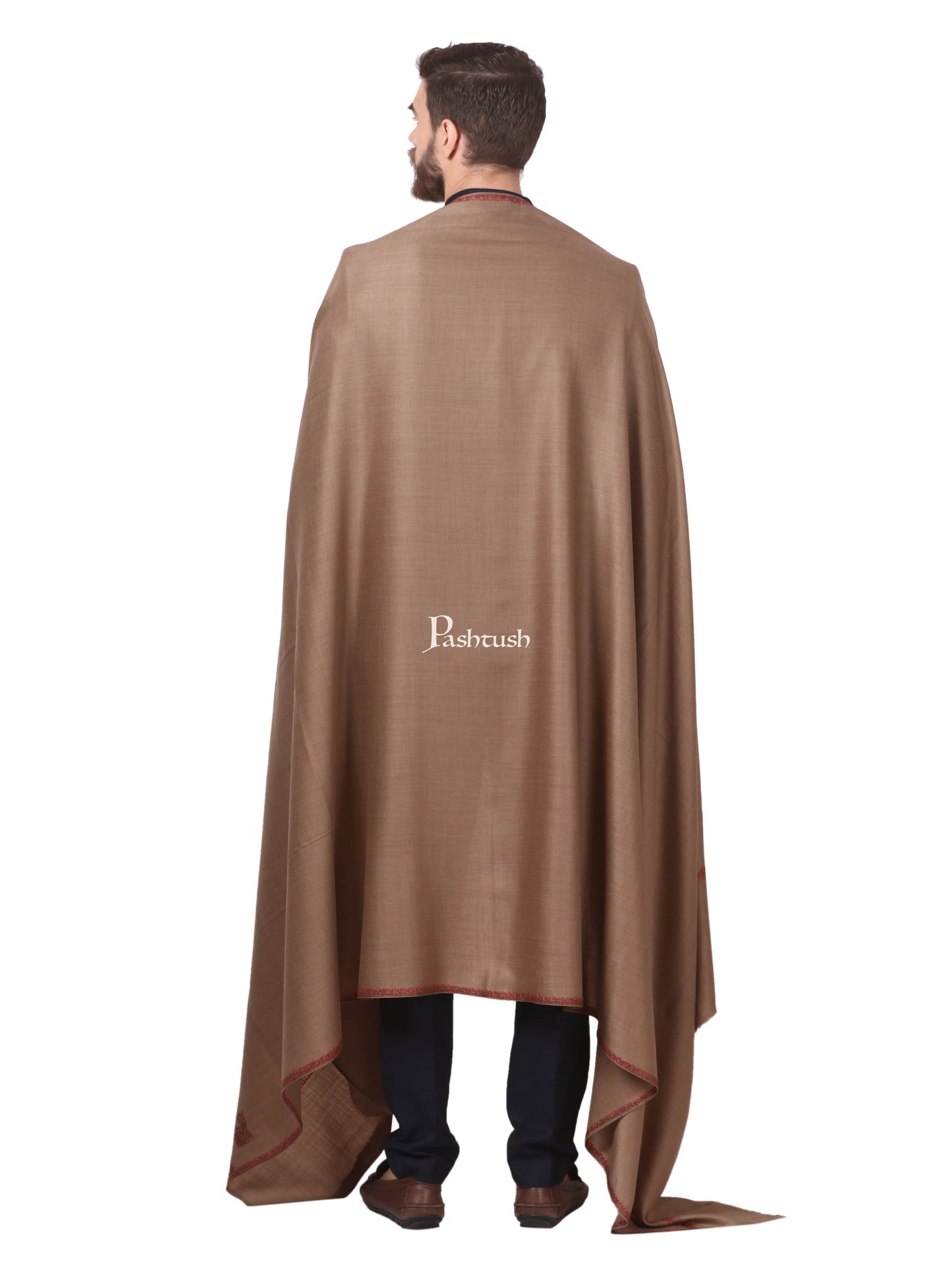 Pashtush India Mens Shawls Gents Shawl Pashtush Mens, Kingri Hand Embroidery Shawl, Fine Wool, Full Size
