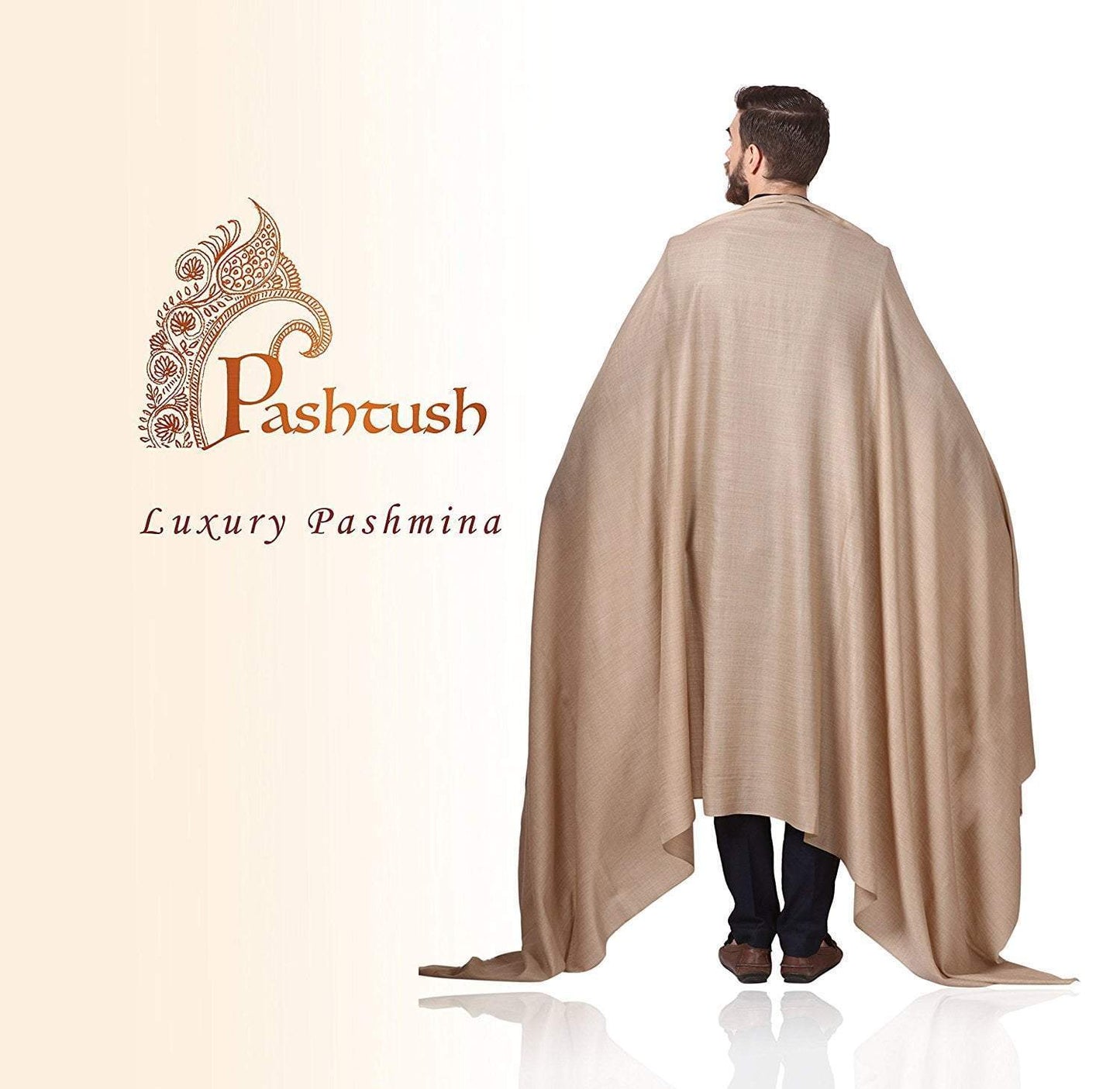 Pashtush India 127x254 Pashtush Mens Ladakhi Pure Wool Full Size Shawl, Fine Count-Thick Weave. (WoolMark Certified)
