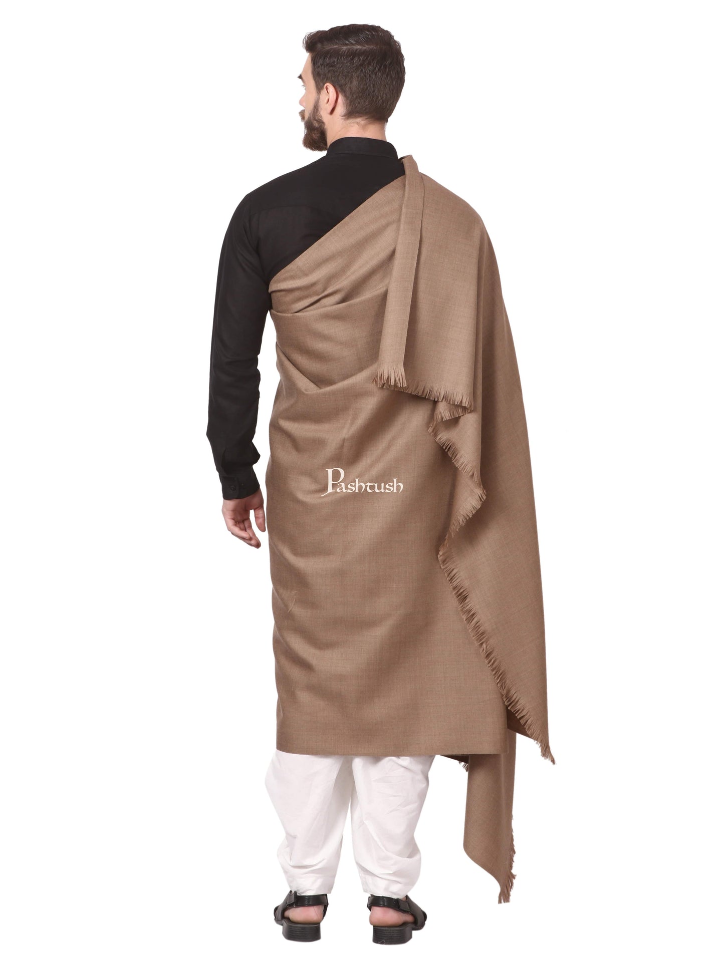 Pashtush India Mens Shawls Gents Shawl Pashtush Mens Lohi, Extra Warm 100% Pure Wool With Woolmark Certificate, Thick Weave