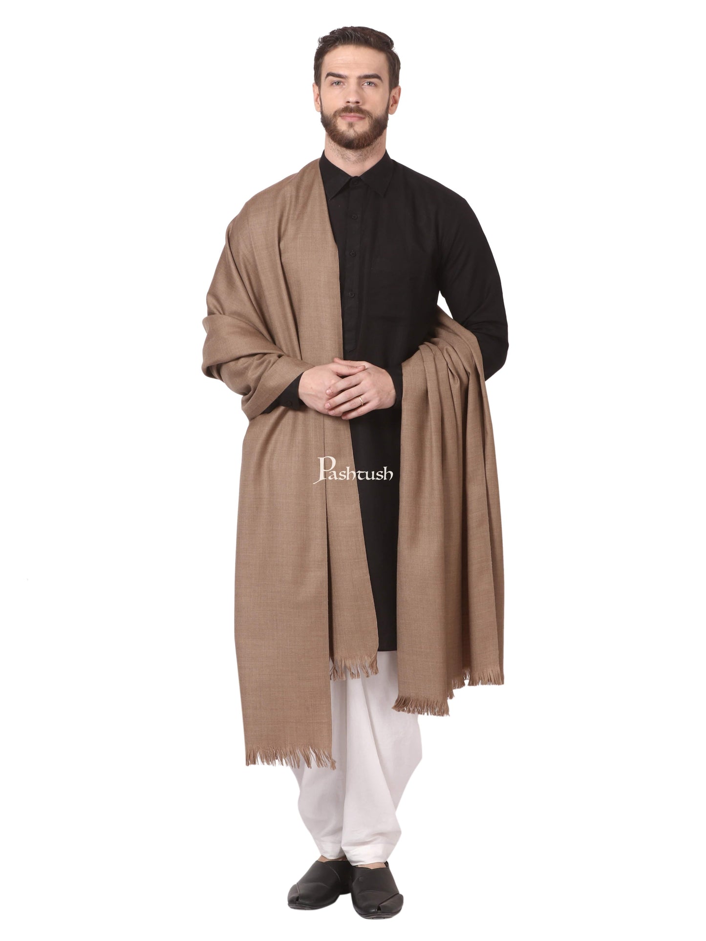 Pashtush India Mens Shawls Gents Shawl Pashtush Mens Lohi, Extra Warm 100% Pure Wool With Woolmark Certificate, Thick Weave