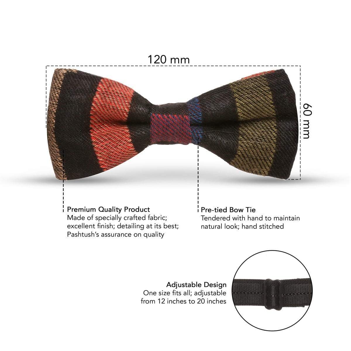 Pashutsh Bow Pashtush Mens Luxury Pre-Tied Bow Tie
