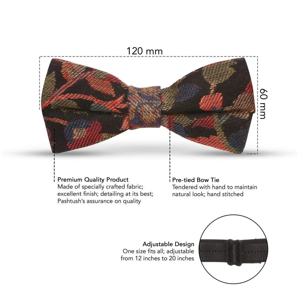 Pashutsh Bow Pashtush Mens Luxury Pre-Tied Bow Tie
