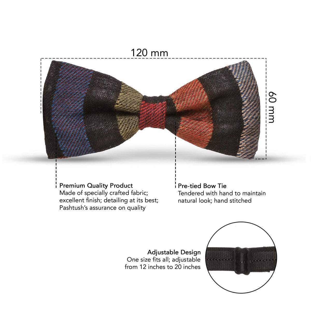 Pashutsh Bow Pashtush Mens Luxury Pre-Tied Bow Tie