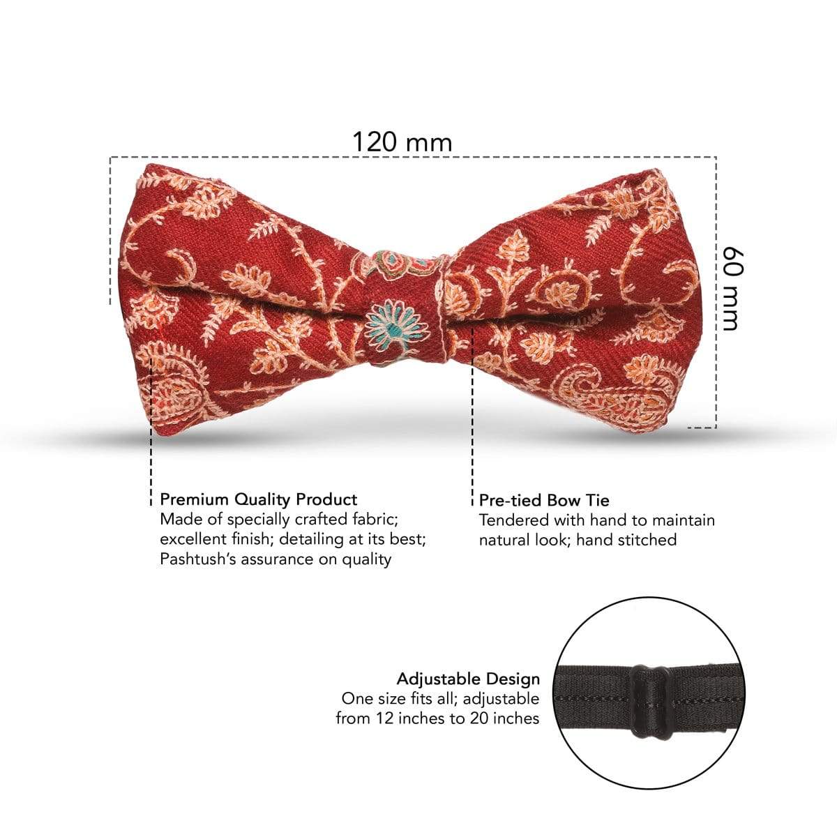 Pashutsh Bow Pashtush Mens Luxury Pre-Tied Bow Tie